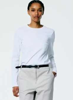 Knitwear & Sweatshirts>Tibi Long Sleeve Fitted T-Shirt White