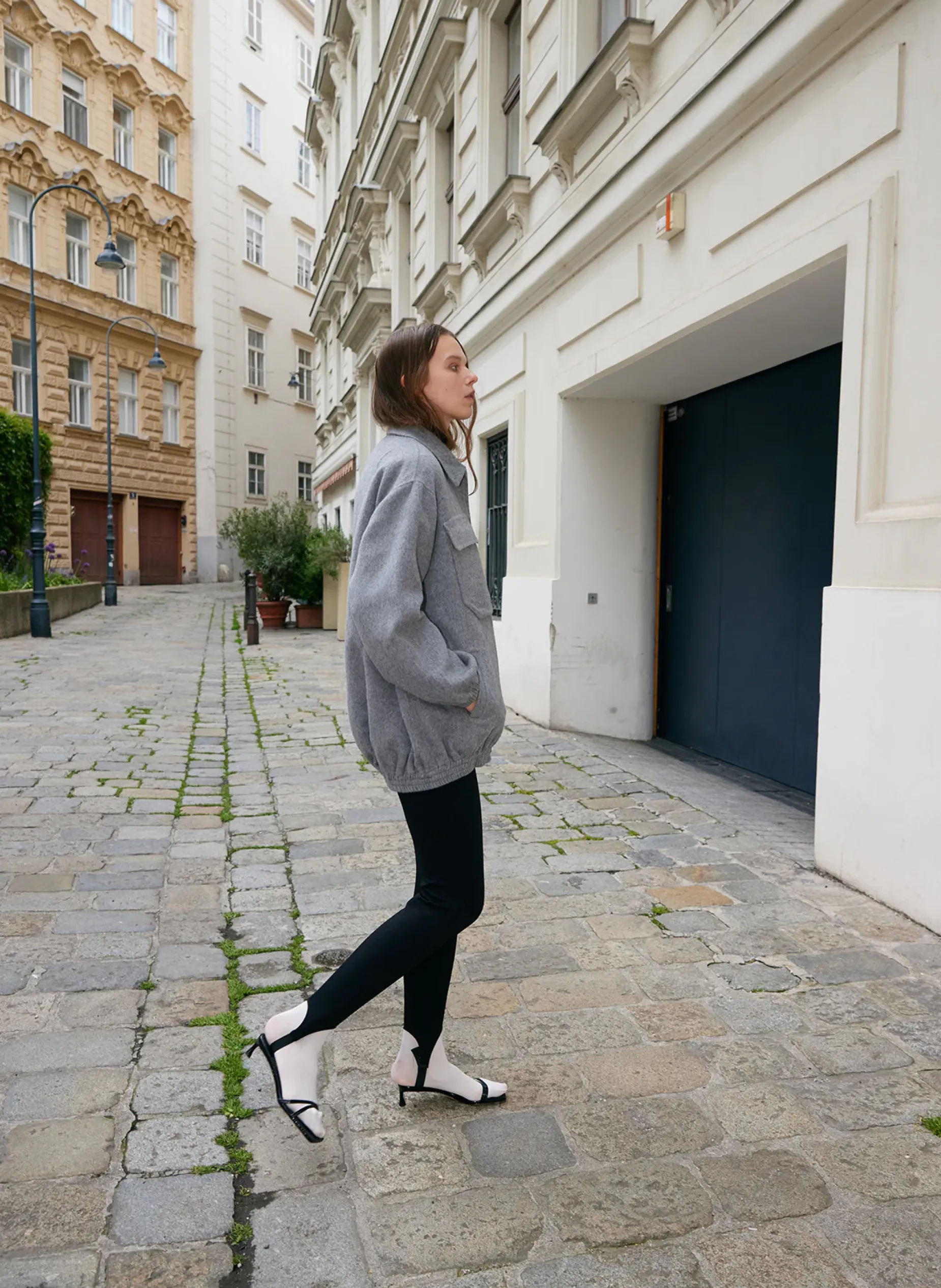 Jackets & Outerwear>Tibi Luxe Wool Angora Oversized Bomber Medium Heather Grey