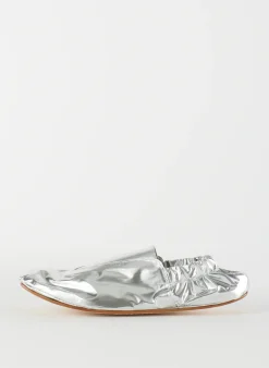 Flats>Tibi Metallic Mikhail Flat Silver