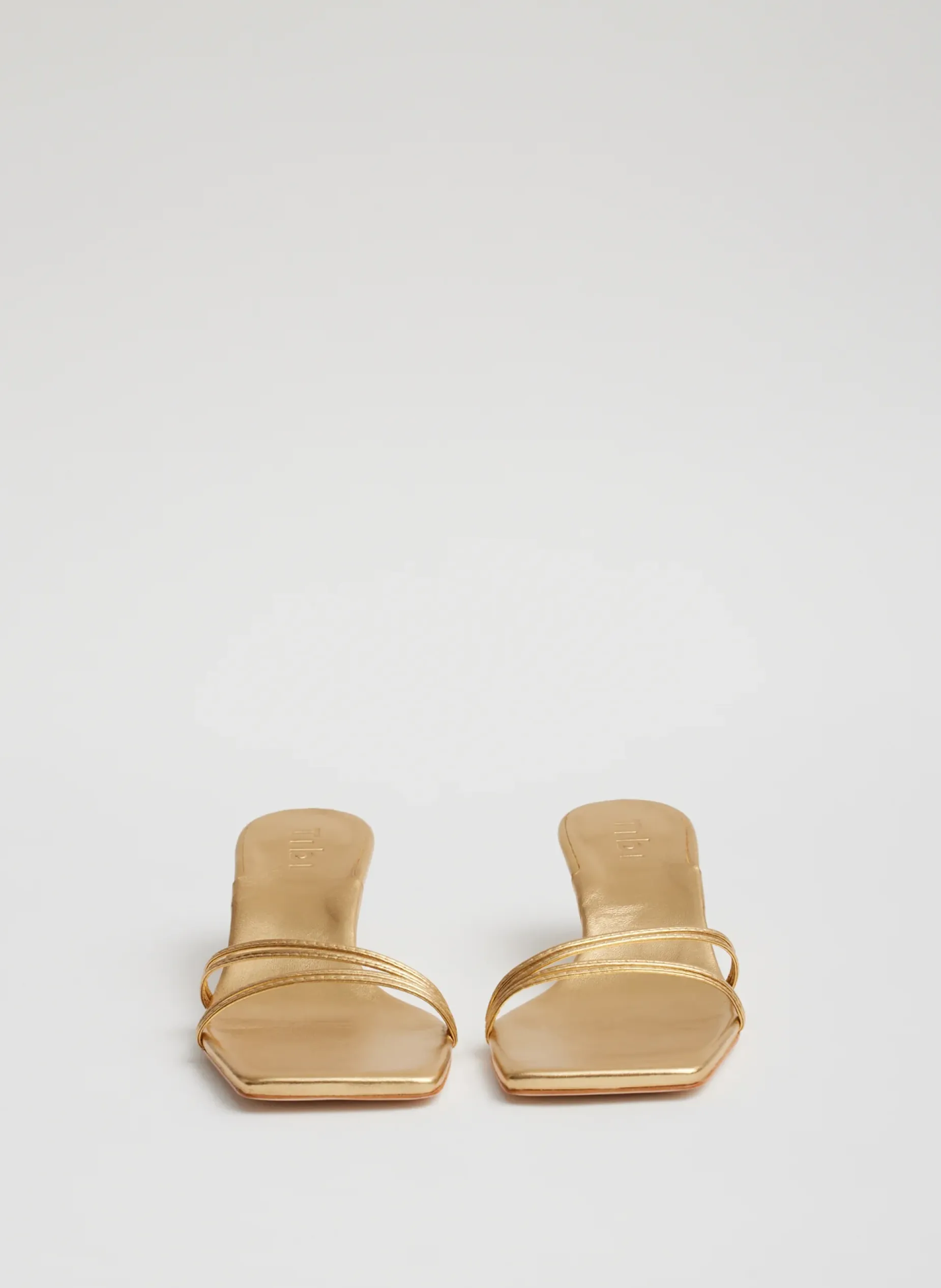 Heels|Sandals>Tibi Metallic Nappa Jim Sandal Gold
