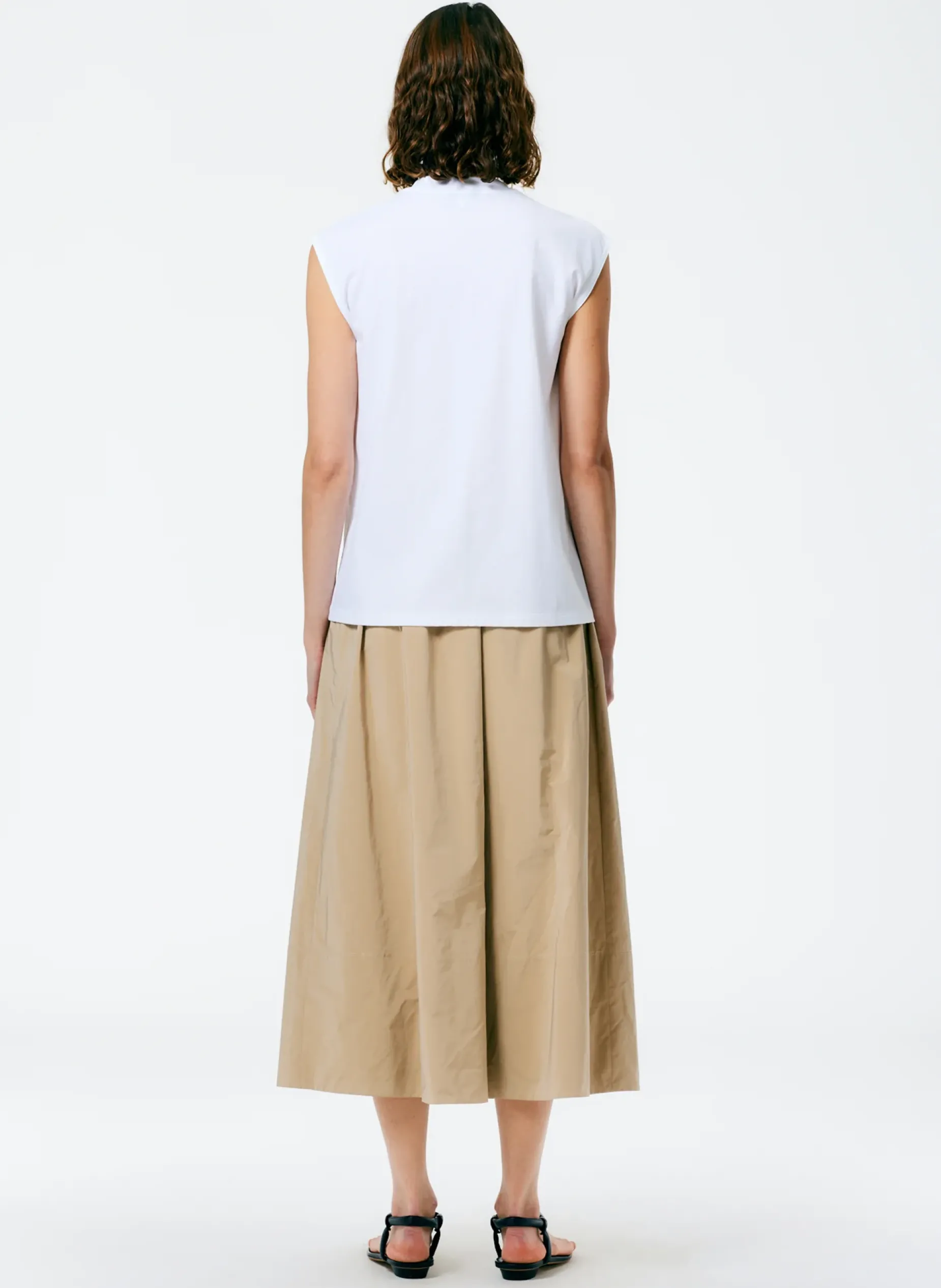 Tops|Fundamentals - WOFs>Tibi Mock Neck Sleeveless T-Shirt White