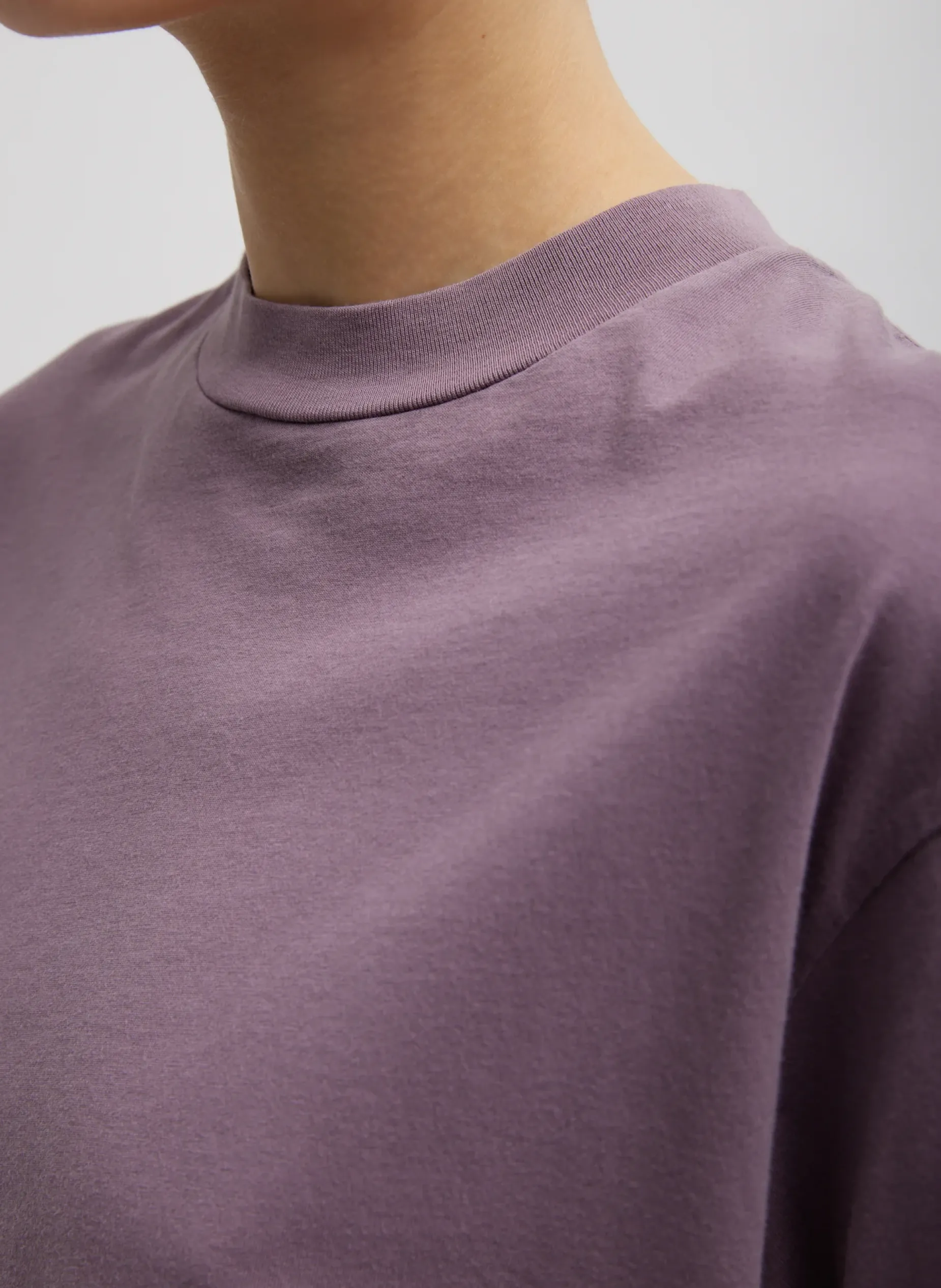Tops|Fundamentals - WOFs>Tibi Mock Neck Unisex T-Shirt Plum-Ish