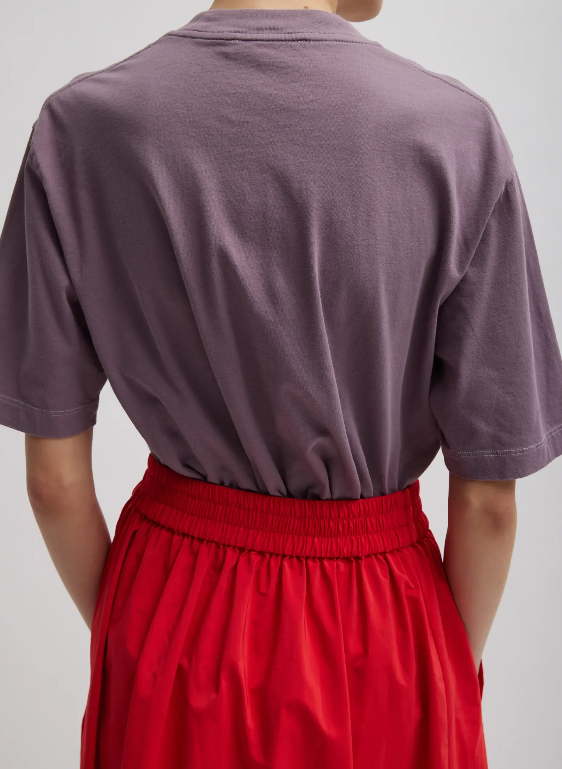 Tops|Fundamentals - WOFs>Tibi Mock Neck Unisex T-Shirt Plum-Ish