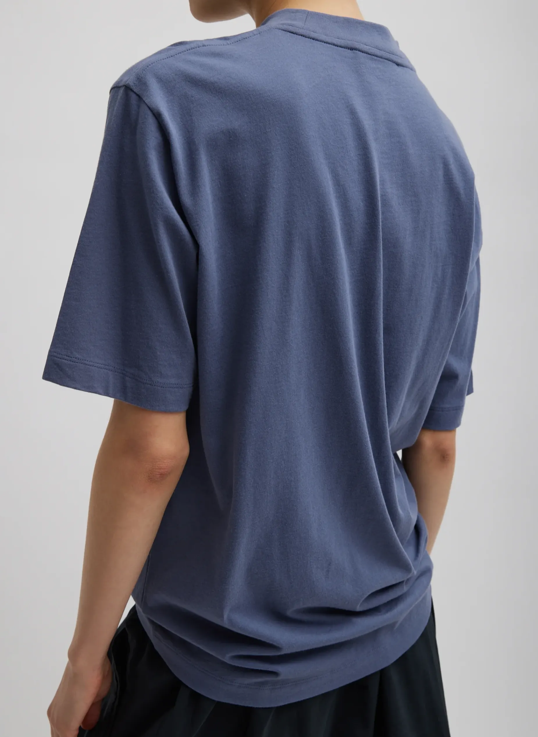 Tops|Fundamentals - WOFs>Tibi Mock Neck Unisex T-Shirt Dusty Navy