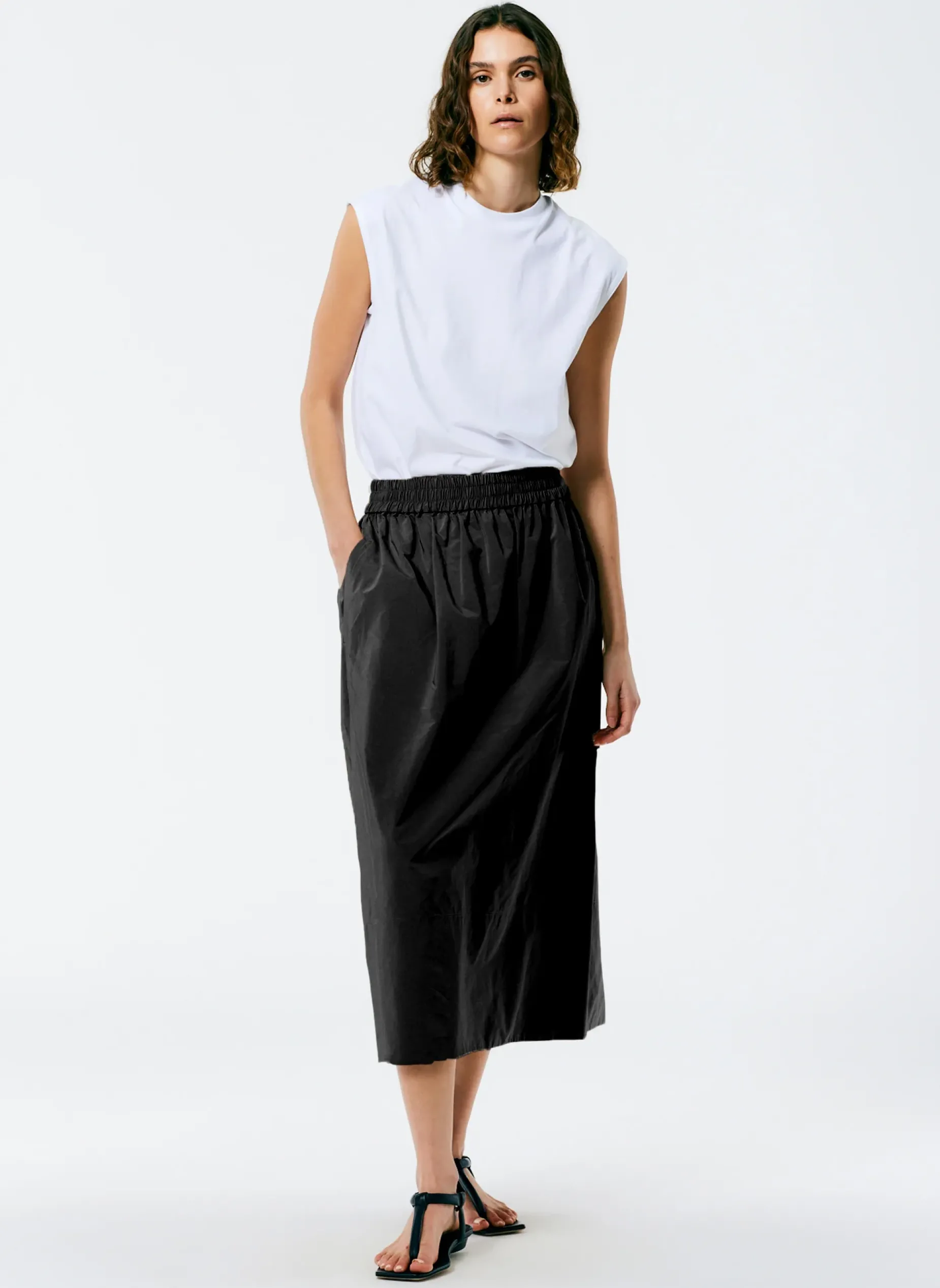 Skirts|Fundamentals - WOFs>Tibi Nylon Pull On Full Skirt Black