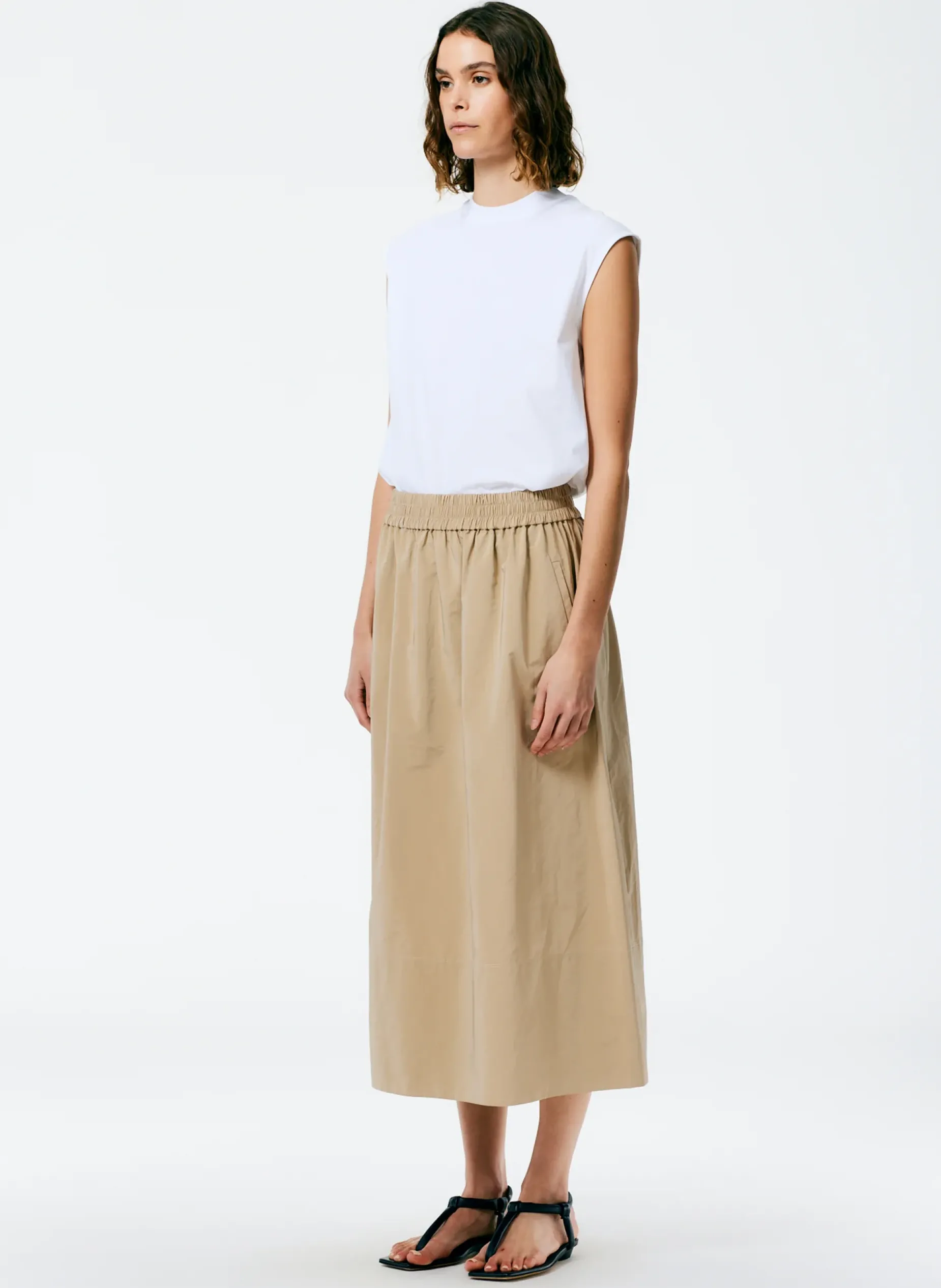 Skirts|Fundamentals - WOFs>Tibi Nylon Pull On Full Skirt Tan