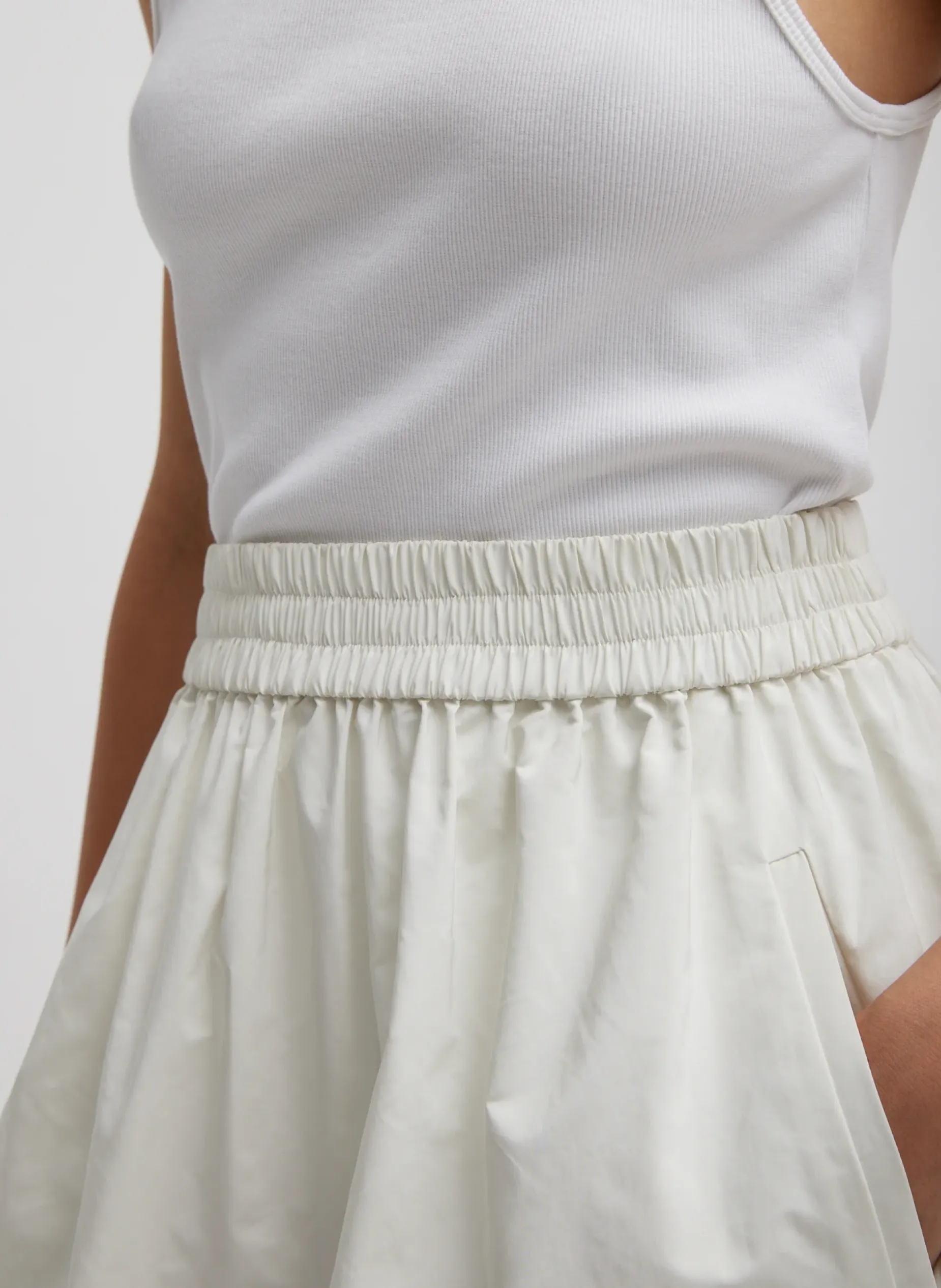 Skirts|Fundamentals - WOFs>Tibi Nylon Pull On Full Skirt White