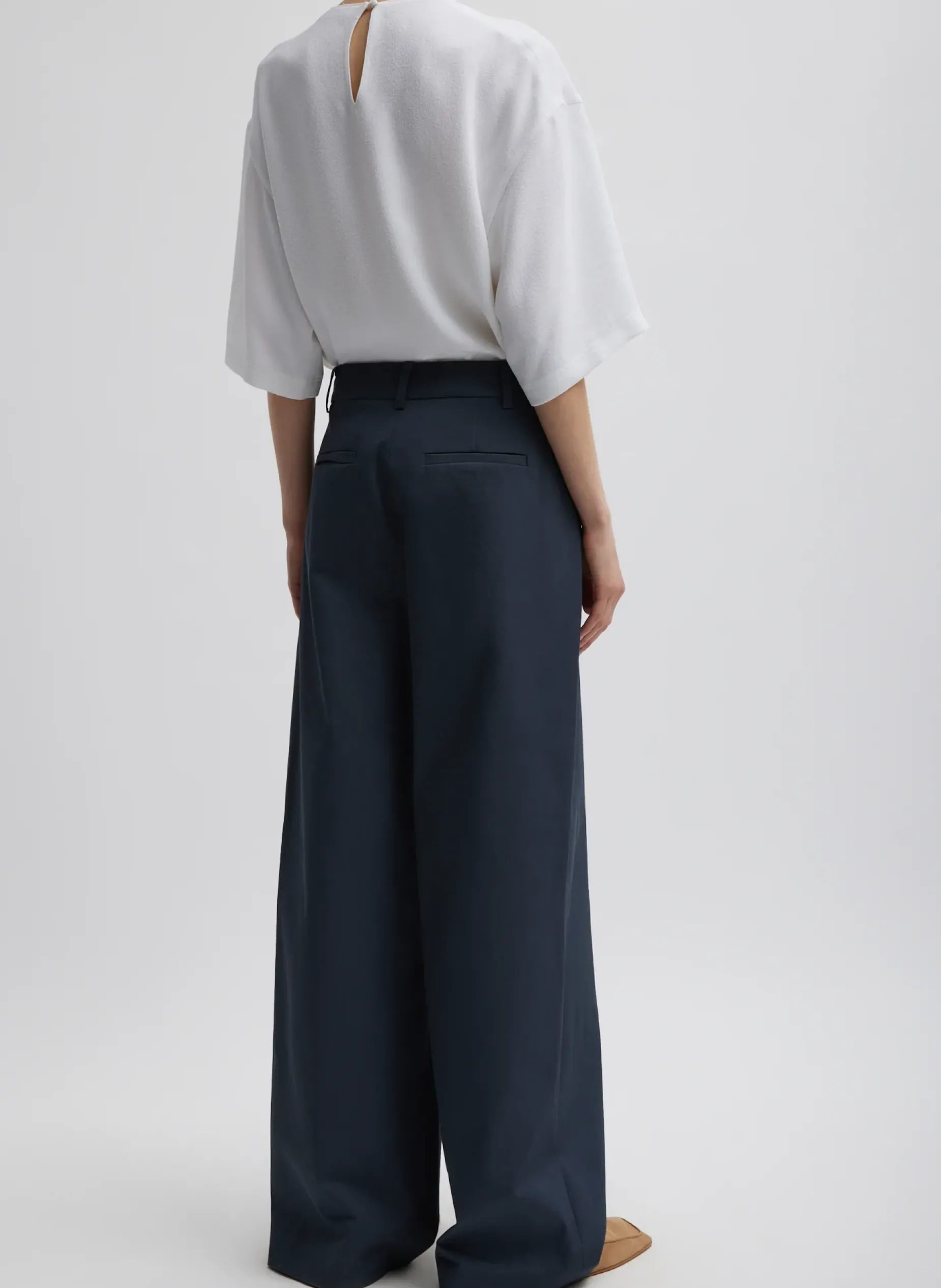 Suits|Pants & Shorts>Tibi Oliver Cotton Stretch Tricotine Stella Pant Slate Blue