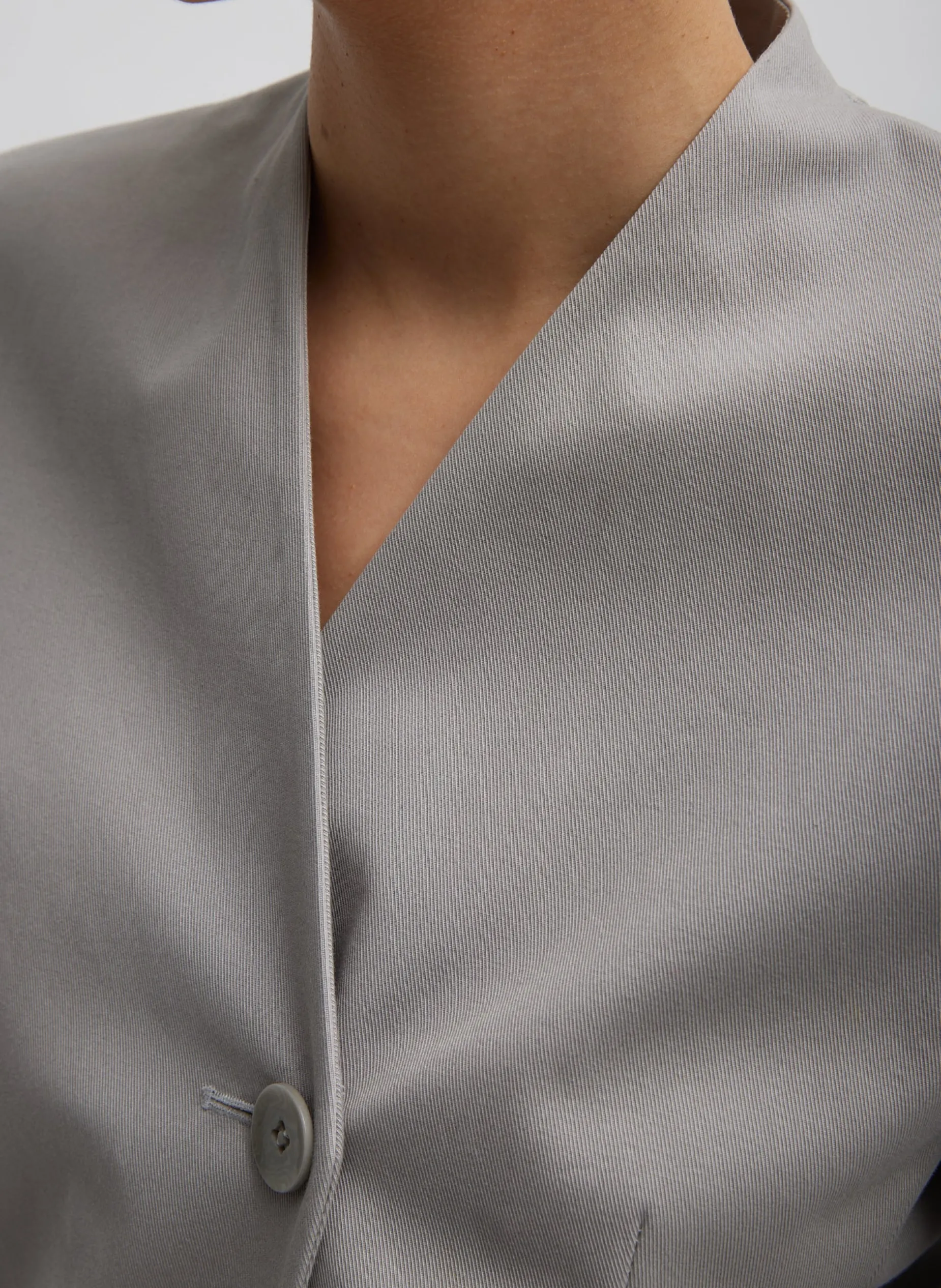 Suits|Jackets & Outerwear>Tibi Oliver Cotton Stretch Tricotine Sculpted Blazer Grey Moon