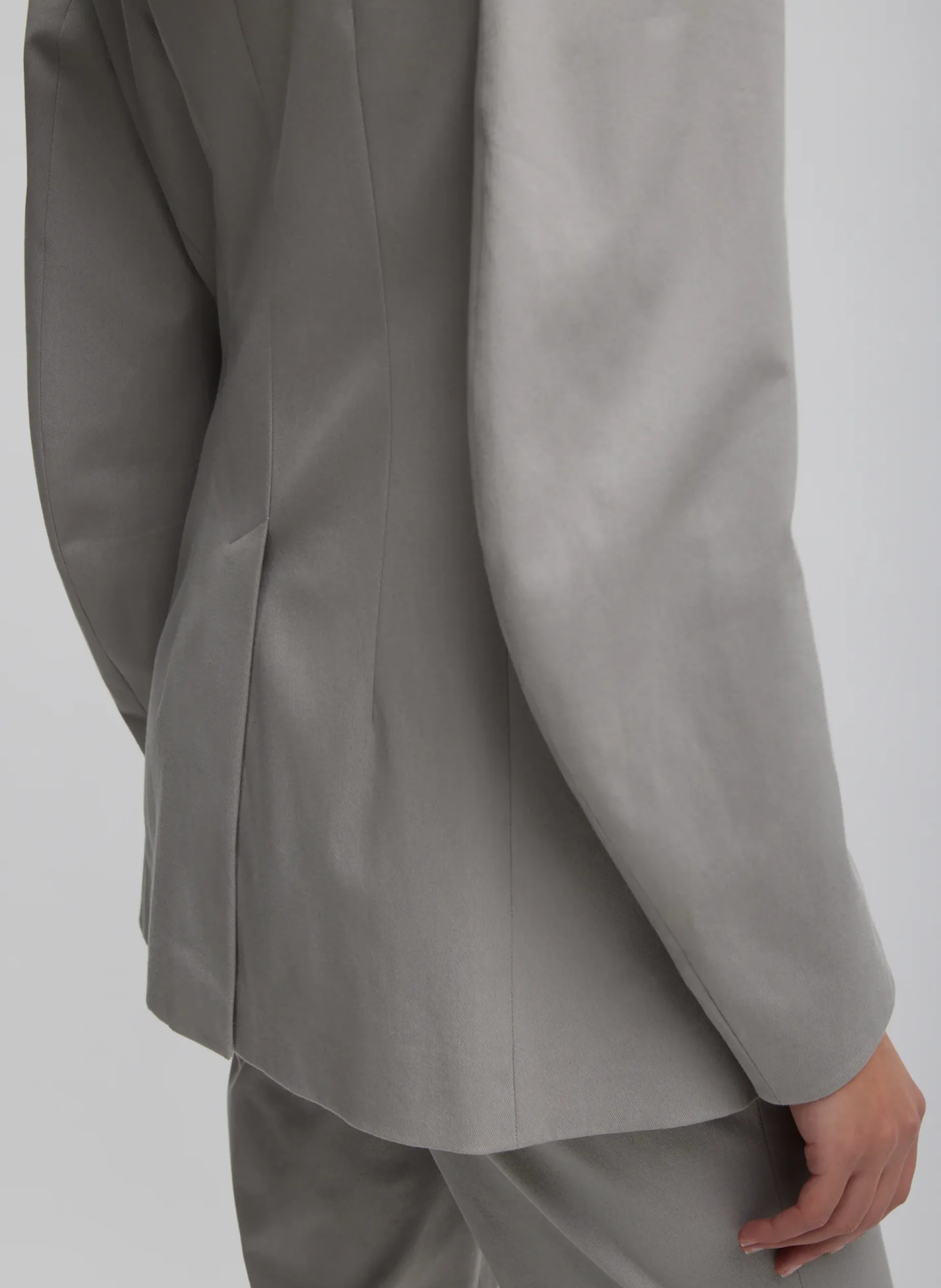 Suits|Jackets & Outerwear>Tibi Oliver Cotton Stretch Tricotine Sculpted Blazer Grey Moon