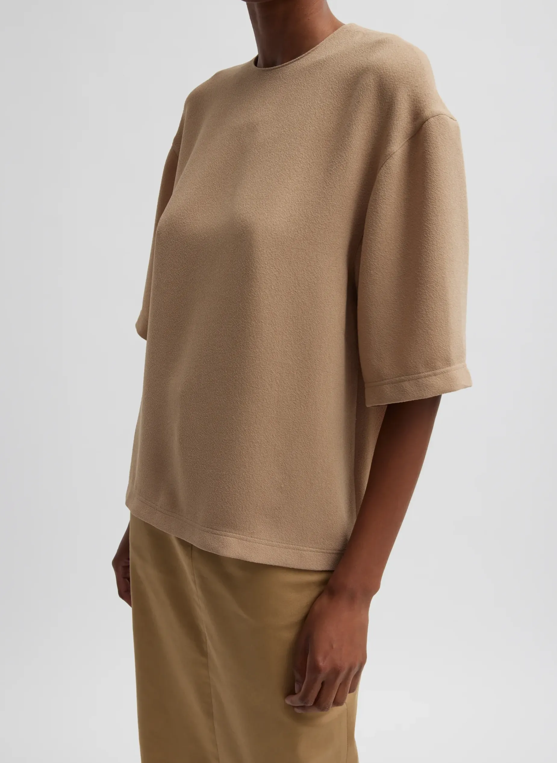 Tops>Tibi Pebble Sable Easy T-Shirt Granola