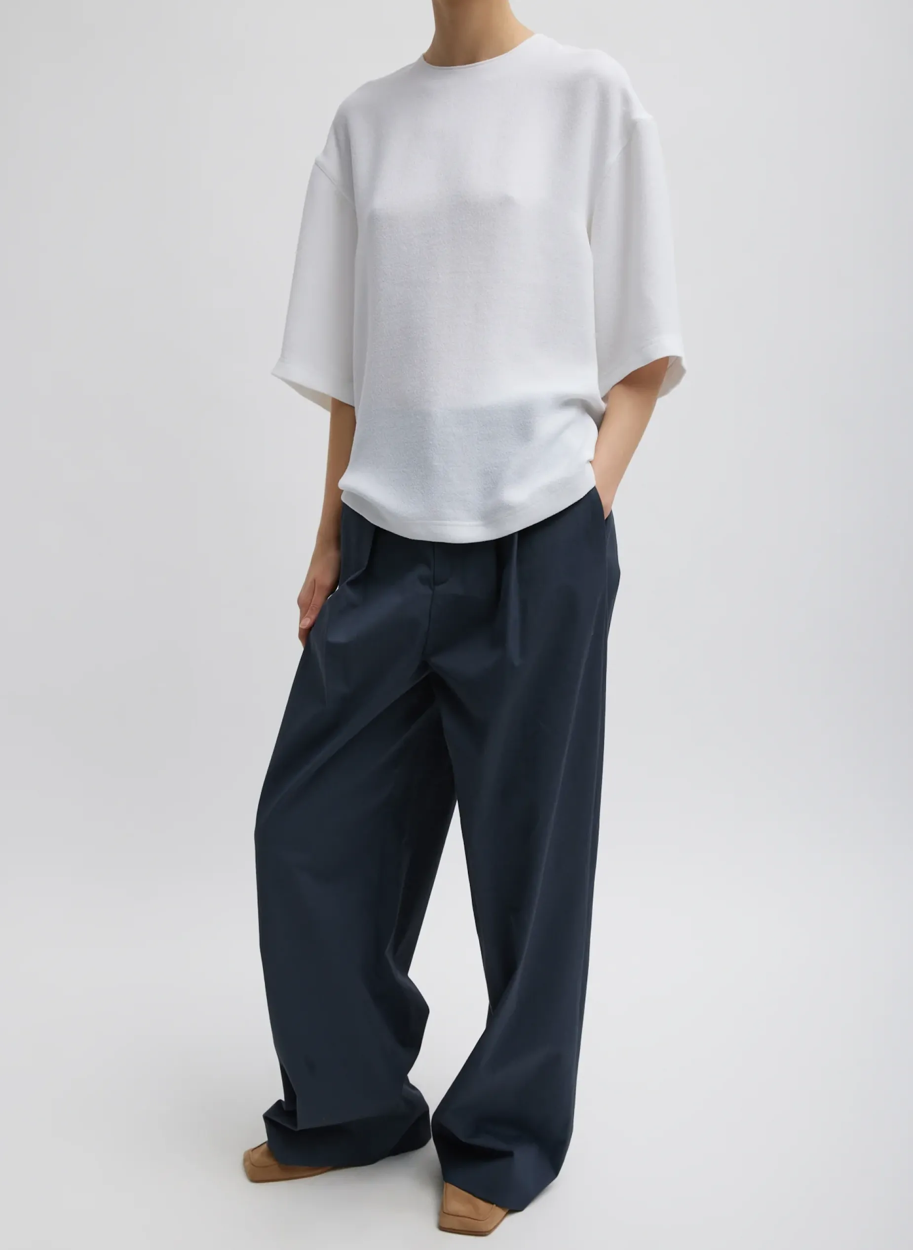 Tops>Tibi Pebble Sable Easy T-Shirt White