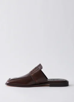 Flats>Tibi Pedro Slide Square Toe Loafer Brown