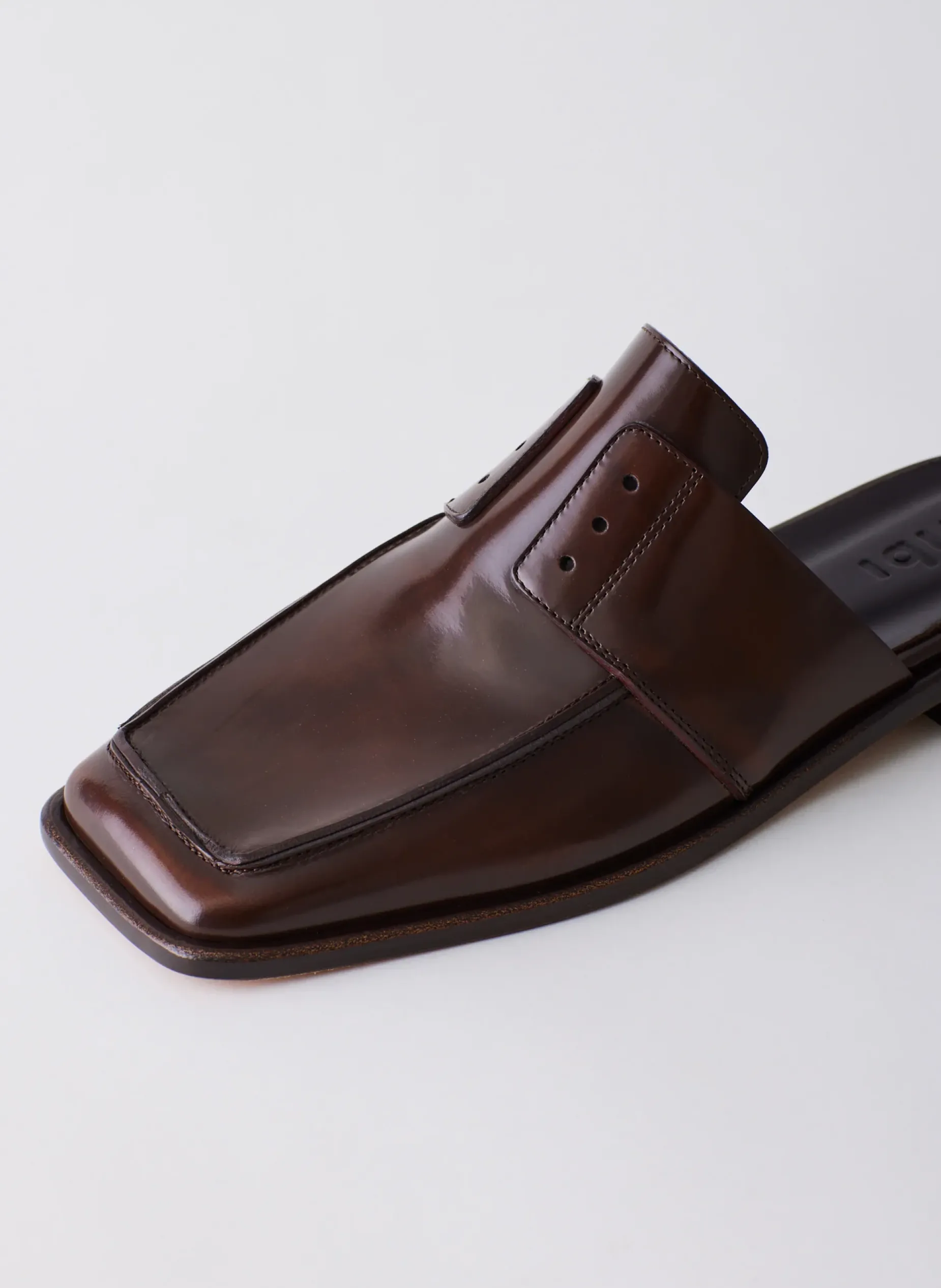 Flats>Tibi Pedro Slide Square Toe Loafer Brown