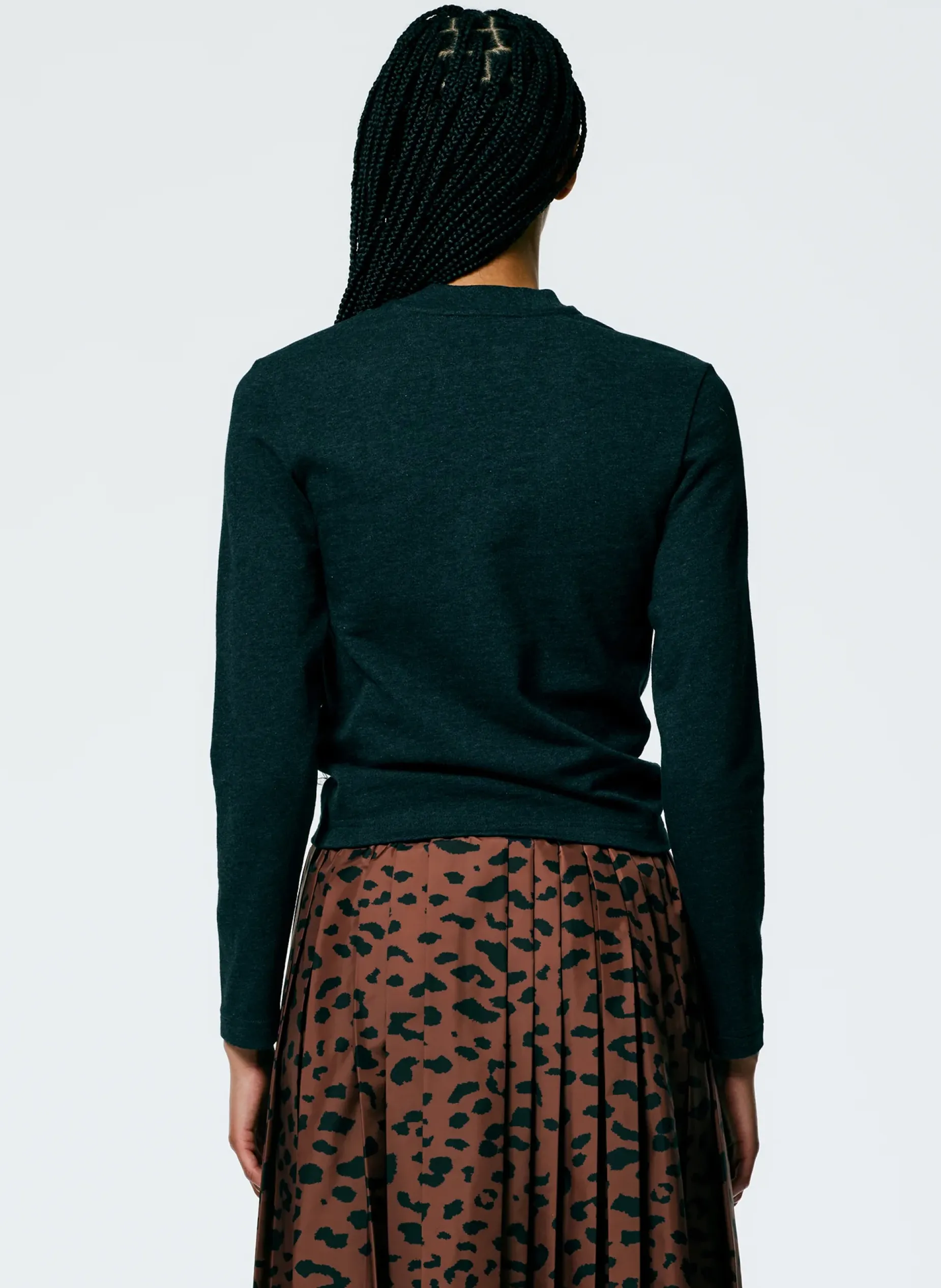 Knitwear & Sweatshirts|Tops>Tibi Perfect Shrunken V-Neck T-Shirt Charcoal Grey