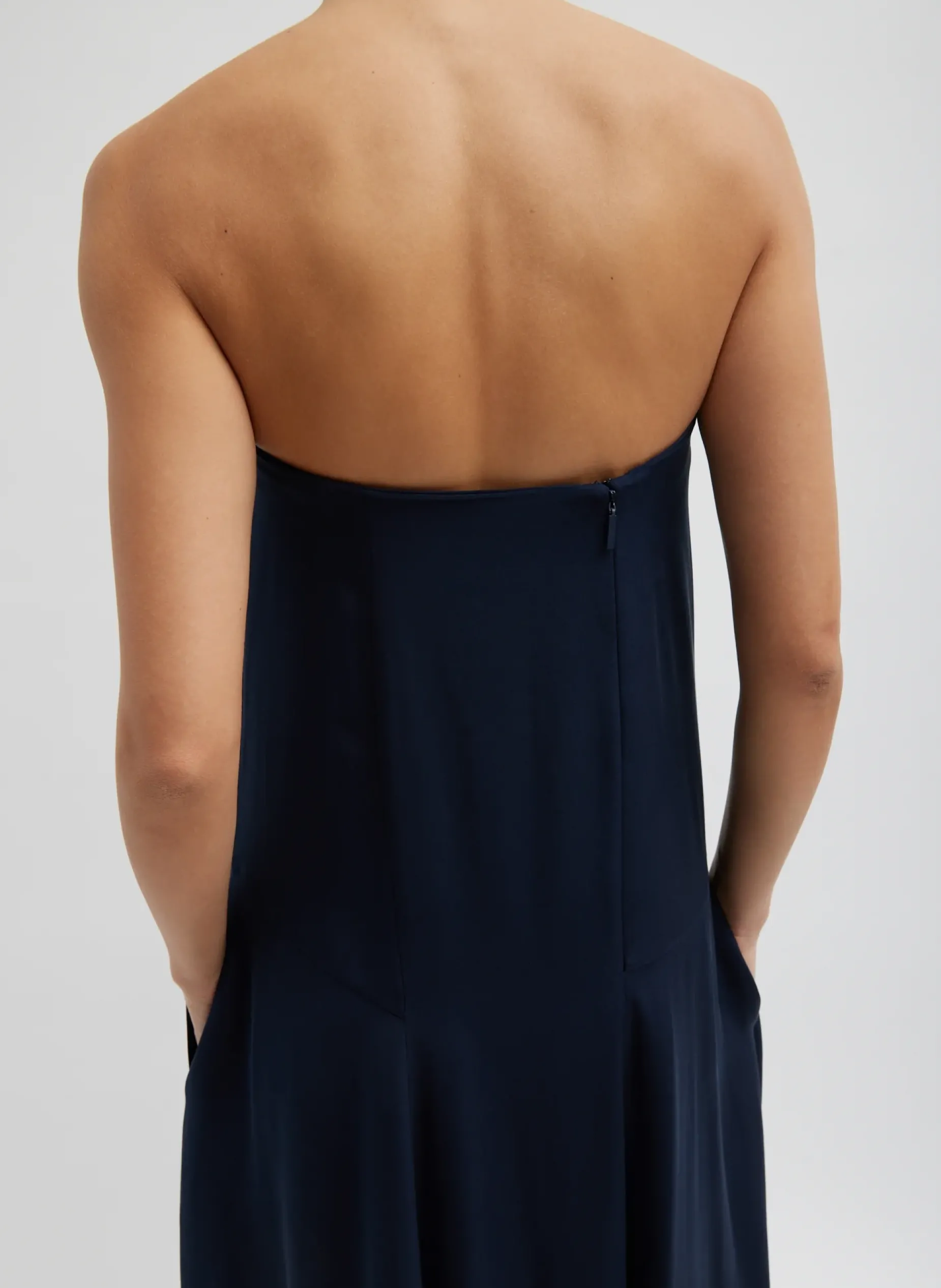 Dresses>Tibi 4-Ply Silk Strapless Sculpted Dress Dark Navy