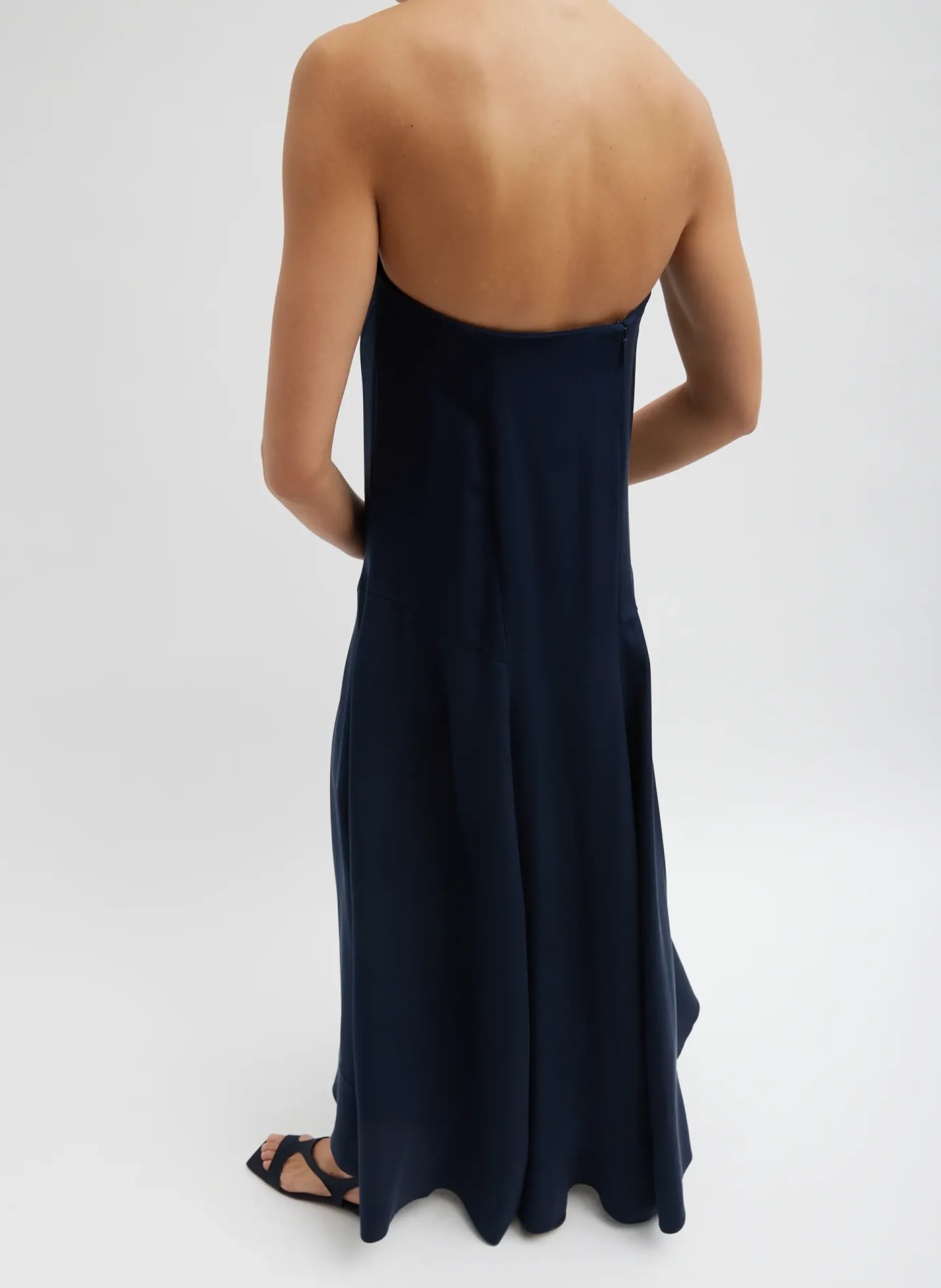Dresses>Tibi 4-Ply Silk Strapless Sculpted Dress Dark Navy