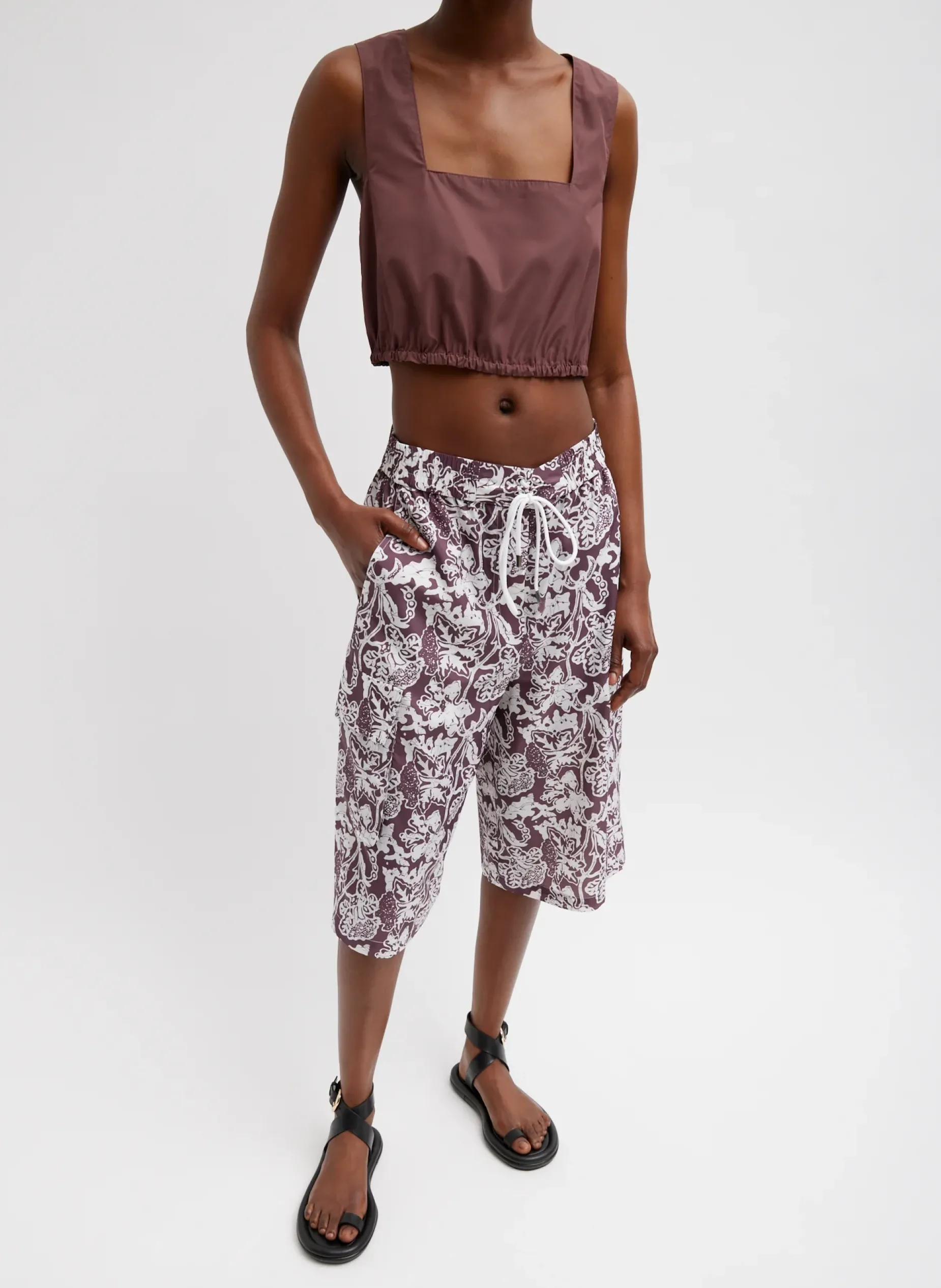 Pants & Shorts>Tibi Recycled Nylon Batik Cargo Short Cinnamon Multi