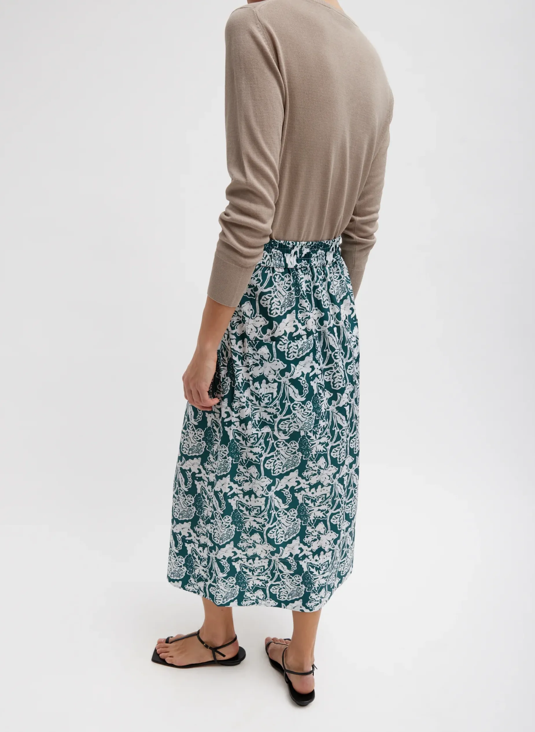 Skirts>Tibi Recycled Nylon Batik Full Skirt Hunter Green Multi