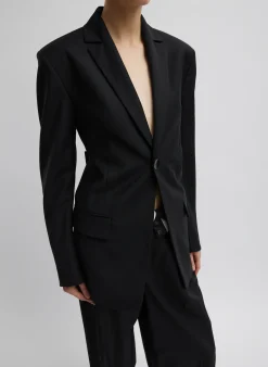 Jackets & Outerwear|Suits>Tibi Recycled Tropical Wool Sculpted Blazer Black