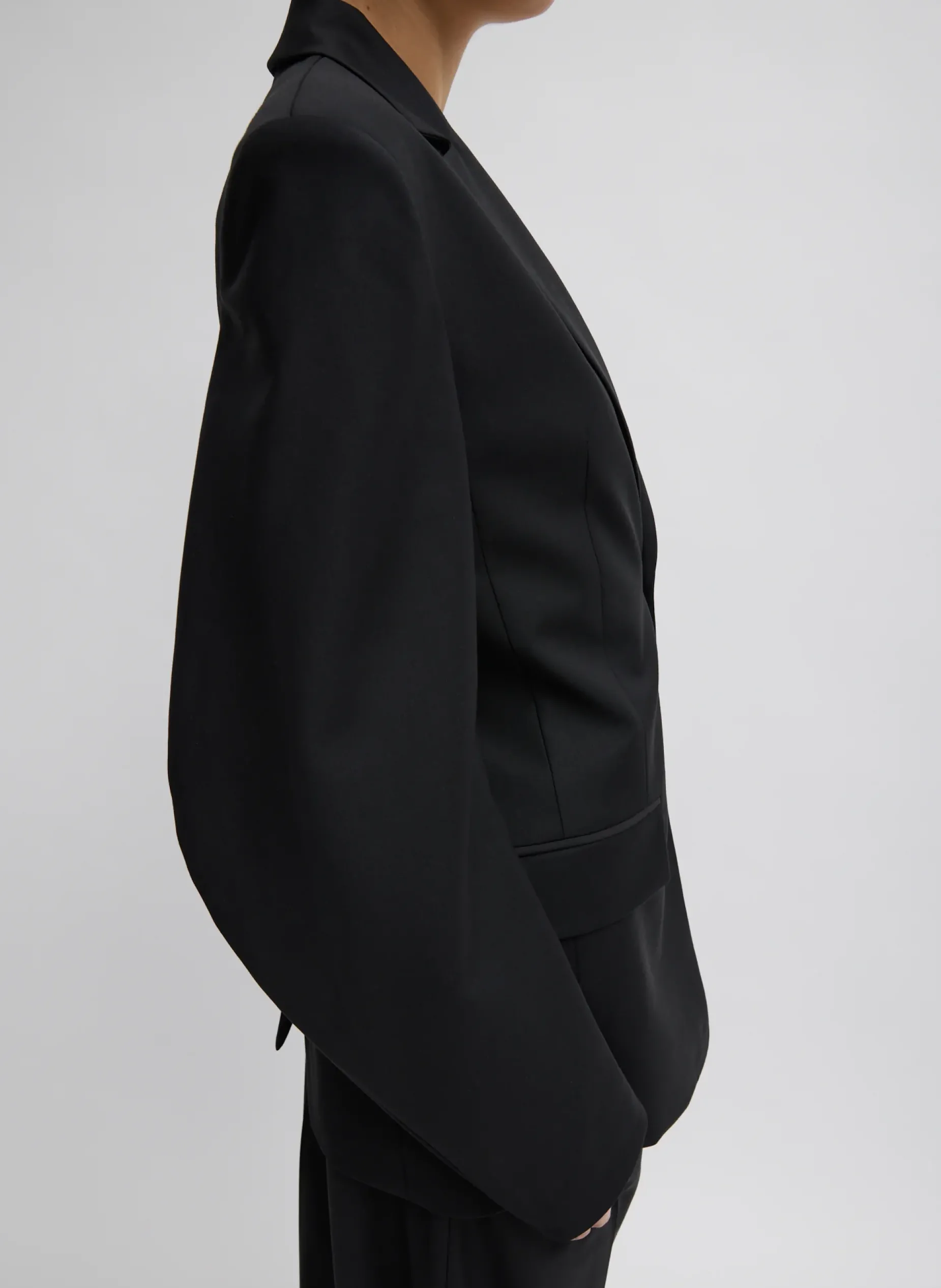 Jackets & Outerwear|Suits>Tibi Recycled Tropical Wool Sculpted Blazer Black