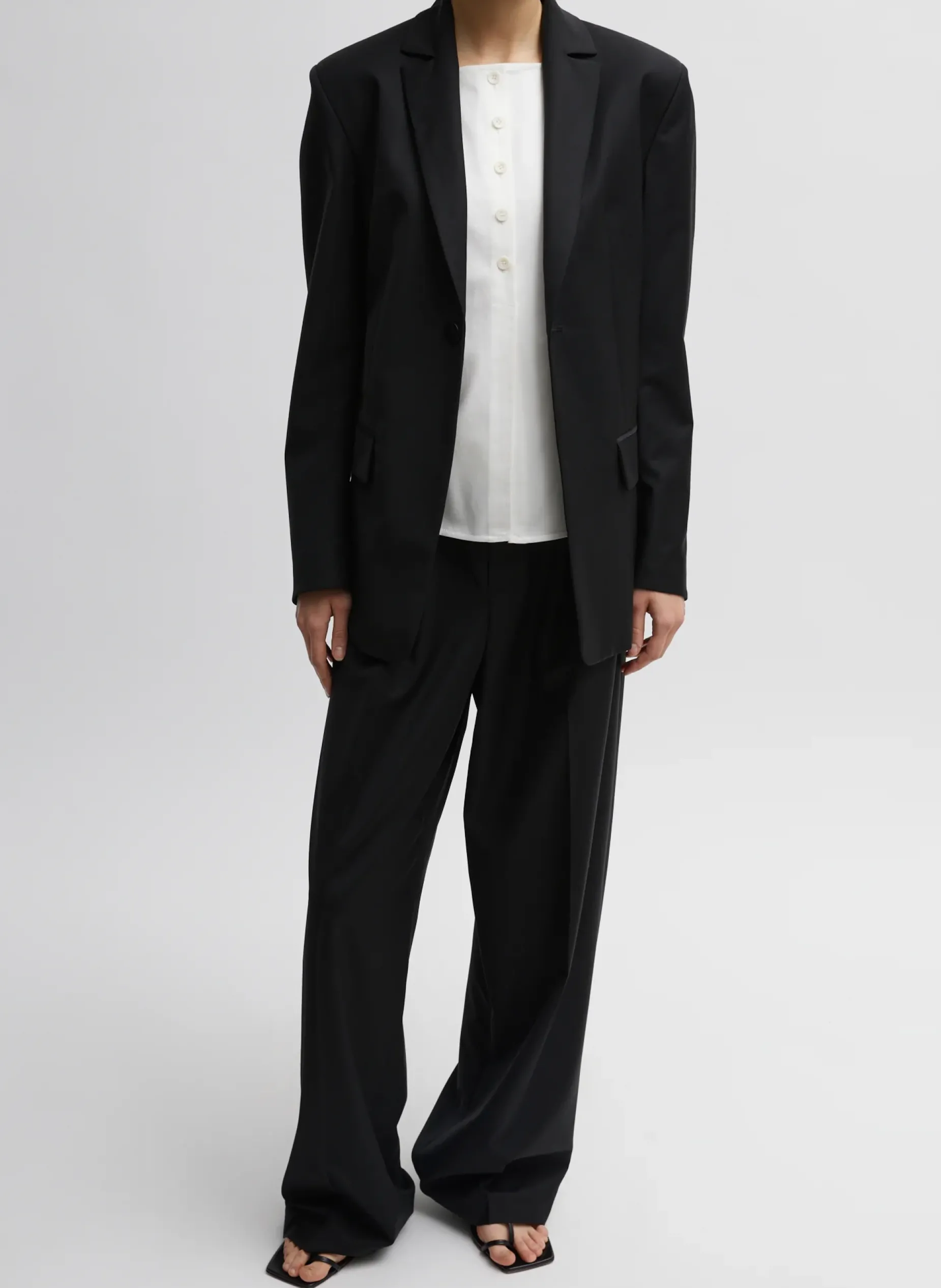 Jackets & Outerwear|Suits>Tibi Recycled Tropical Wool Sculpted Blazer Black