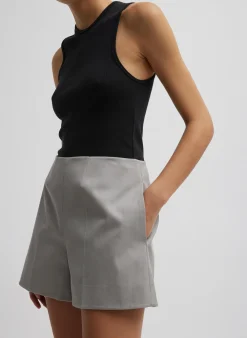 Tops|Fundamentals - WOFs>Tibi Ribbed T-Shirt Tank Black