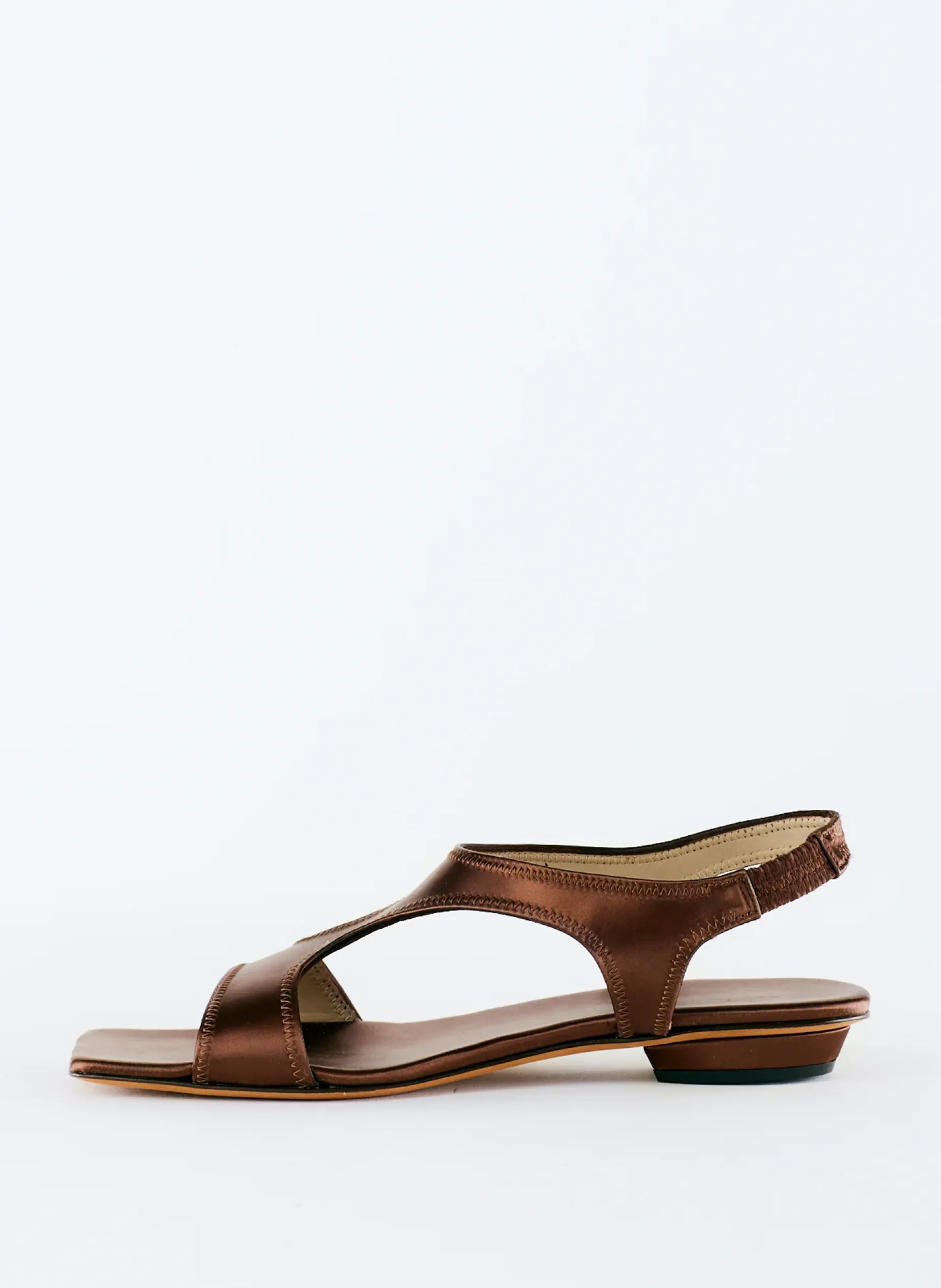 Flats|Sandals>Tibi Rubin Satin Sandal Brown