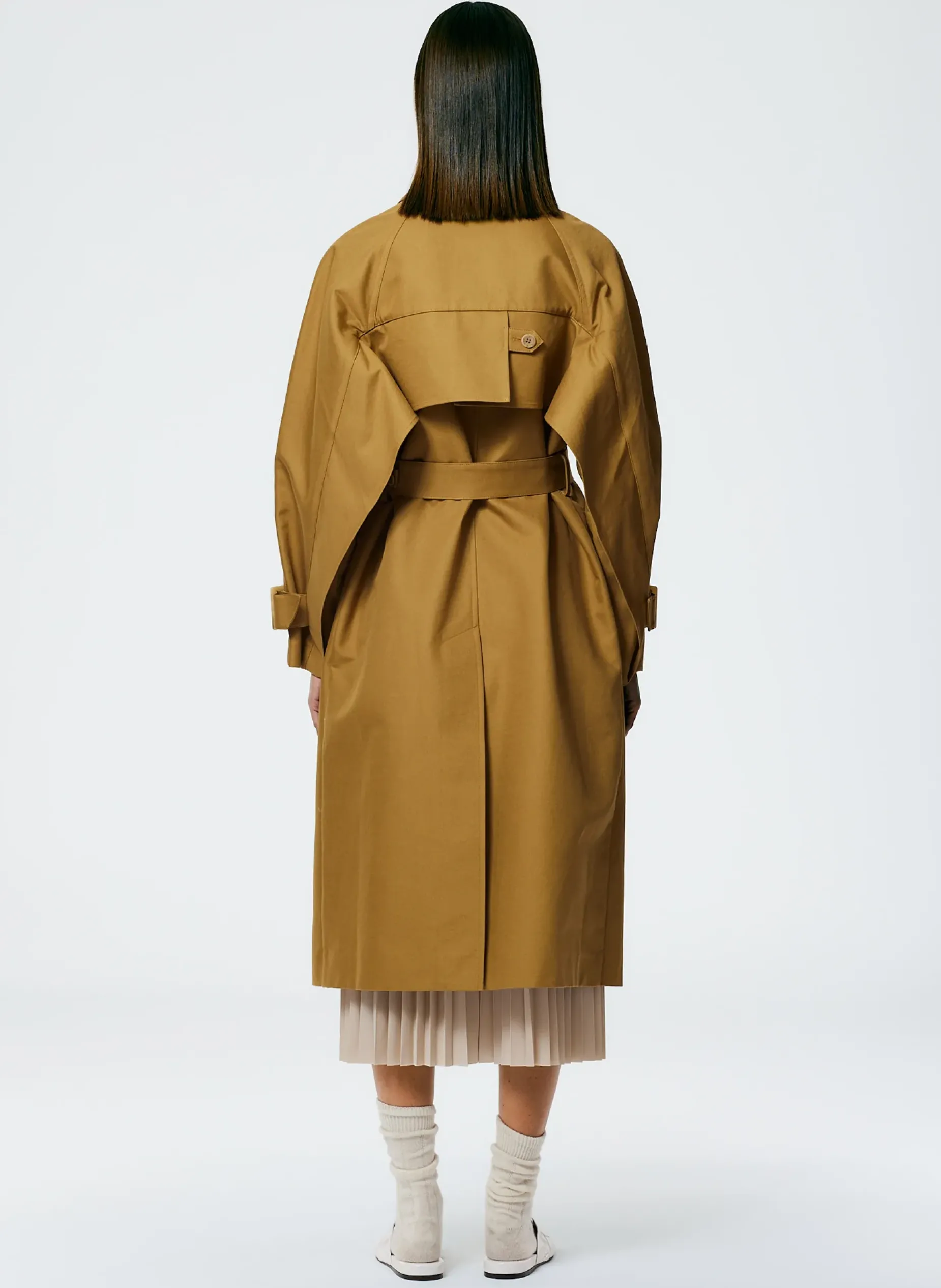Jackets & Outerwear>Tibi Sculpted Cotton Trench Tan