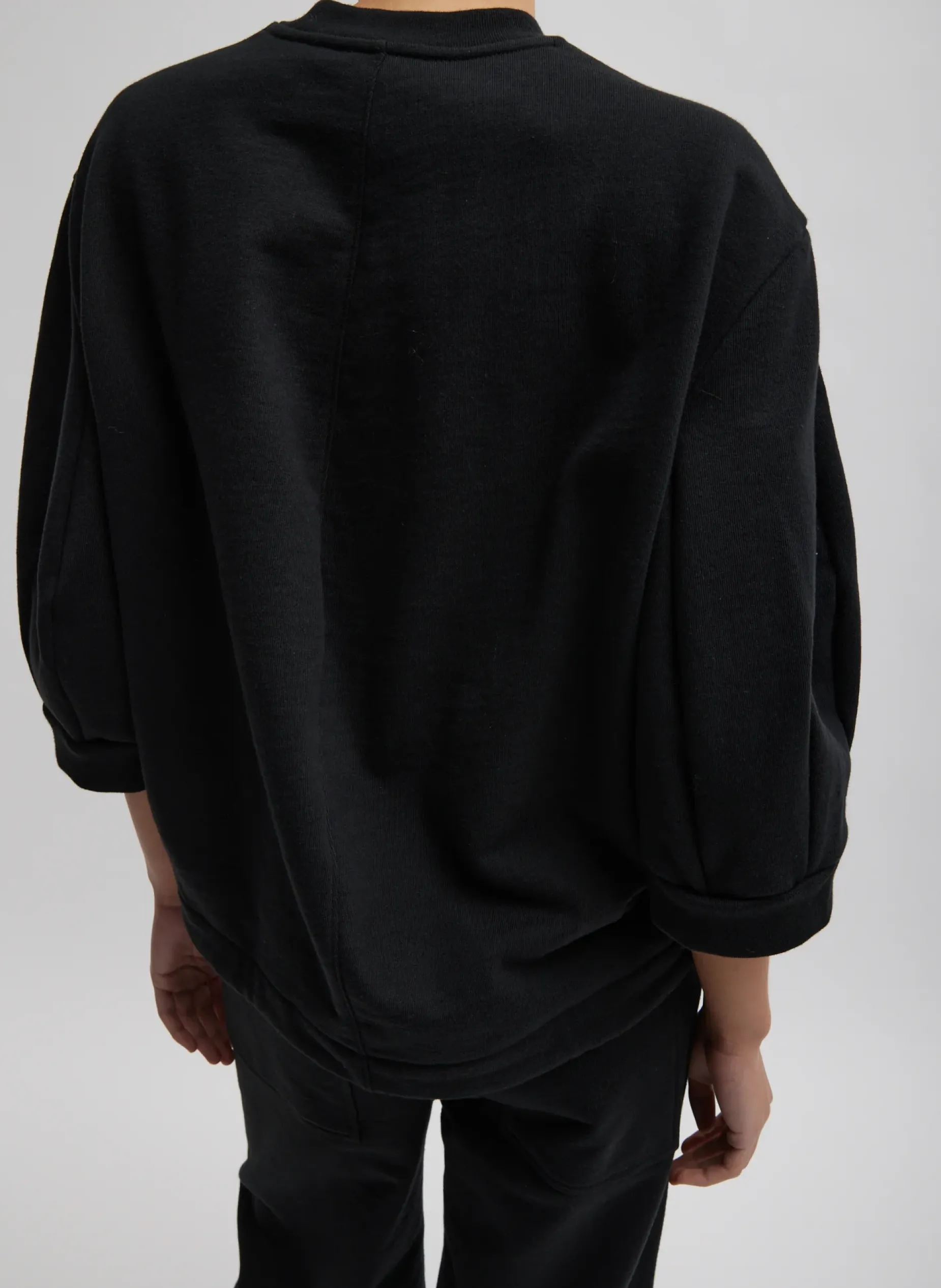 Leisure Sets|Knitwear & Sweatshirts>Tibi Sculpted Short Sleeve Sweatshirt Black