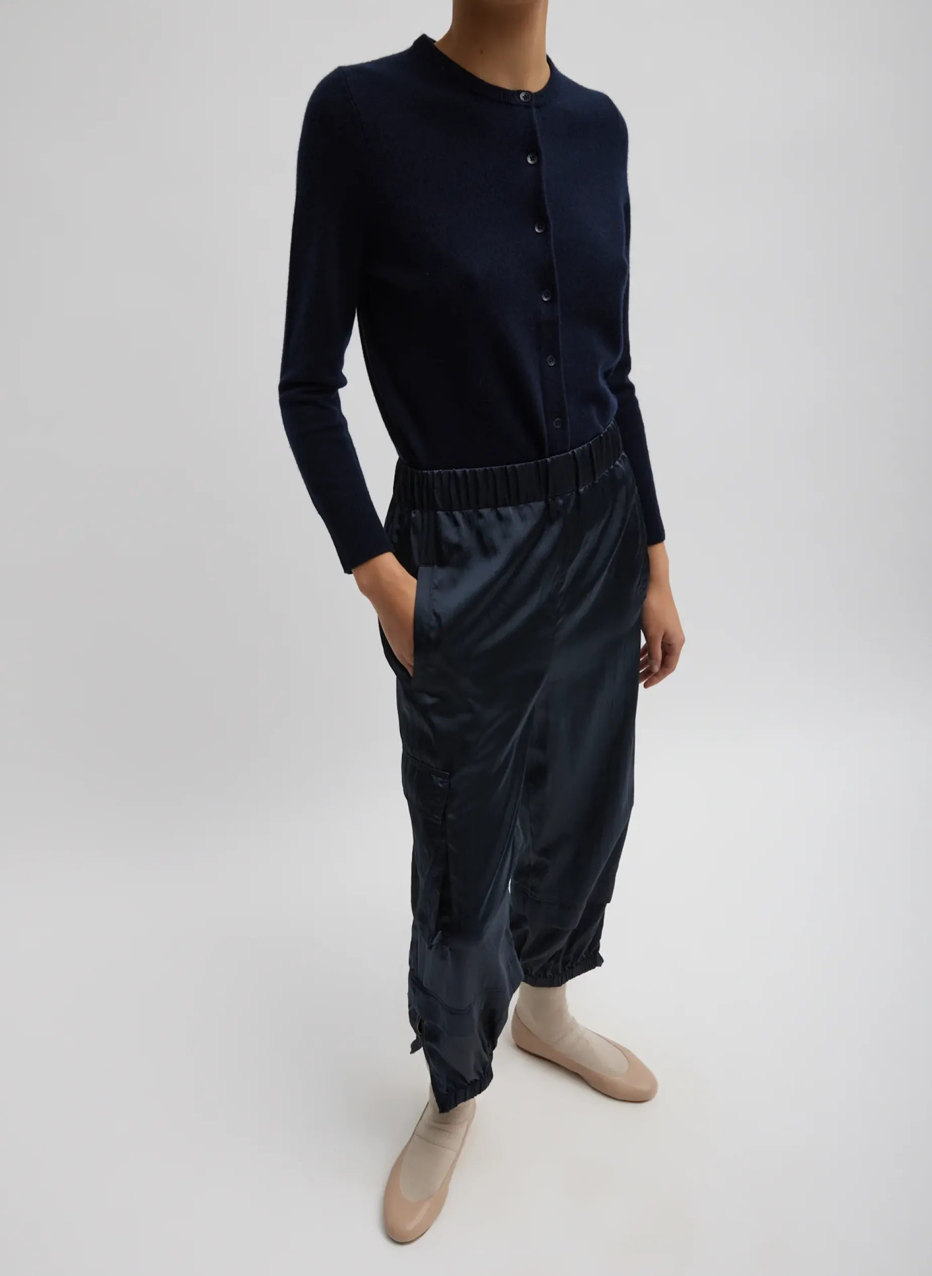 Pants & Shorts|Fundamentals - WOFs>Tibi Shiny Nylon Pull On Wilt Jogger Navy