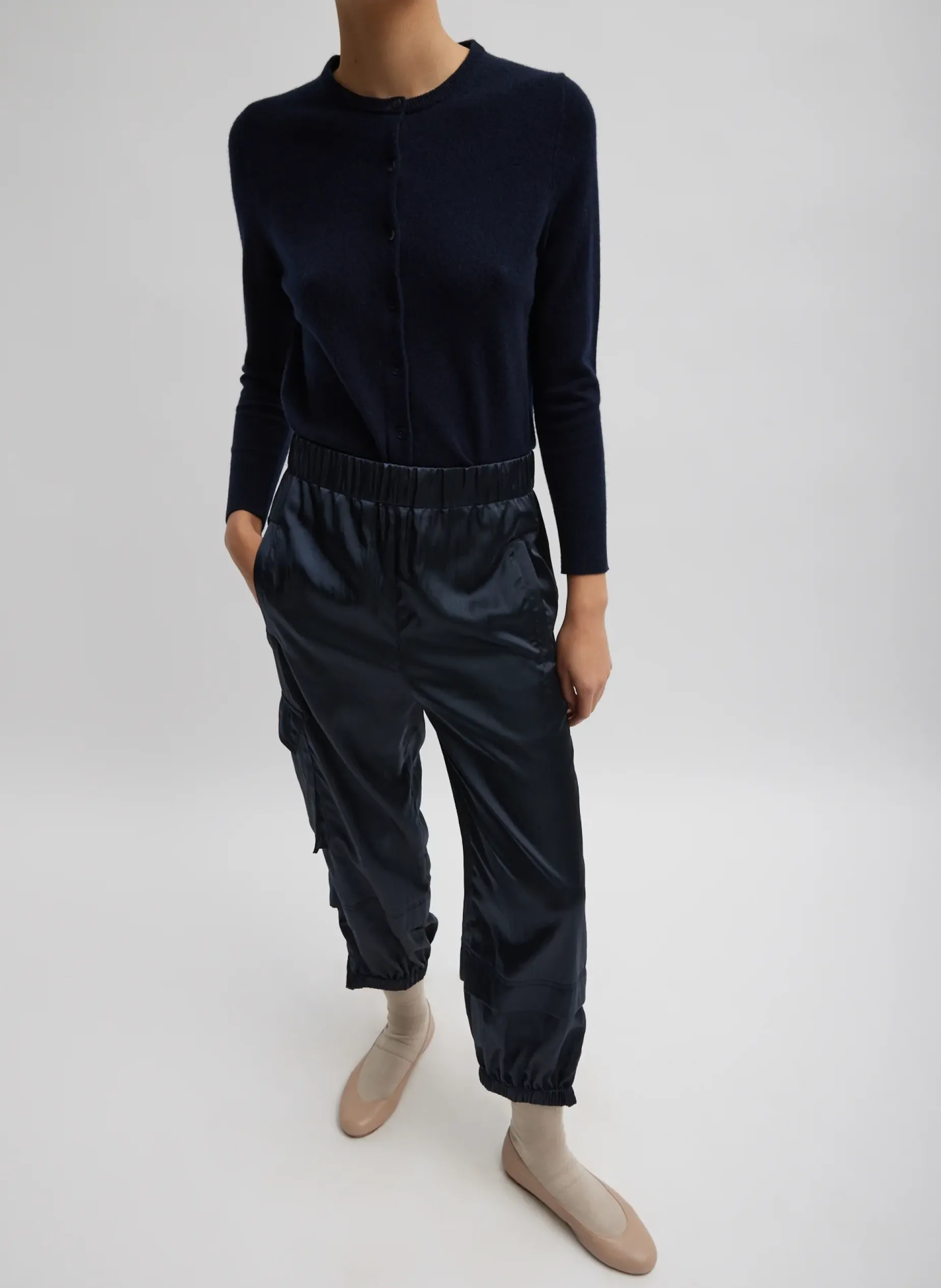 Pants & Shorts|Fundamentals - WOFs>Tibi Shiny Nylon Pull On Wilt Jogger Navy