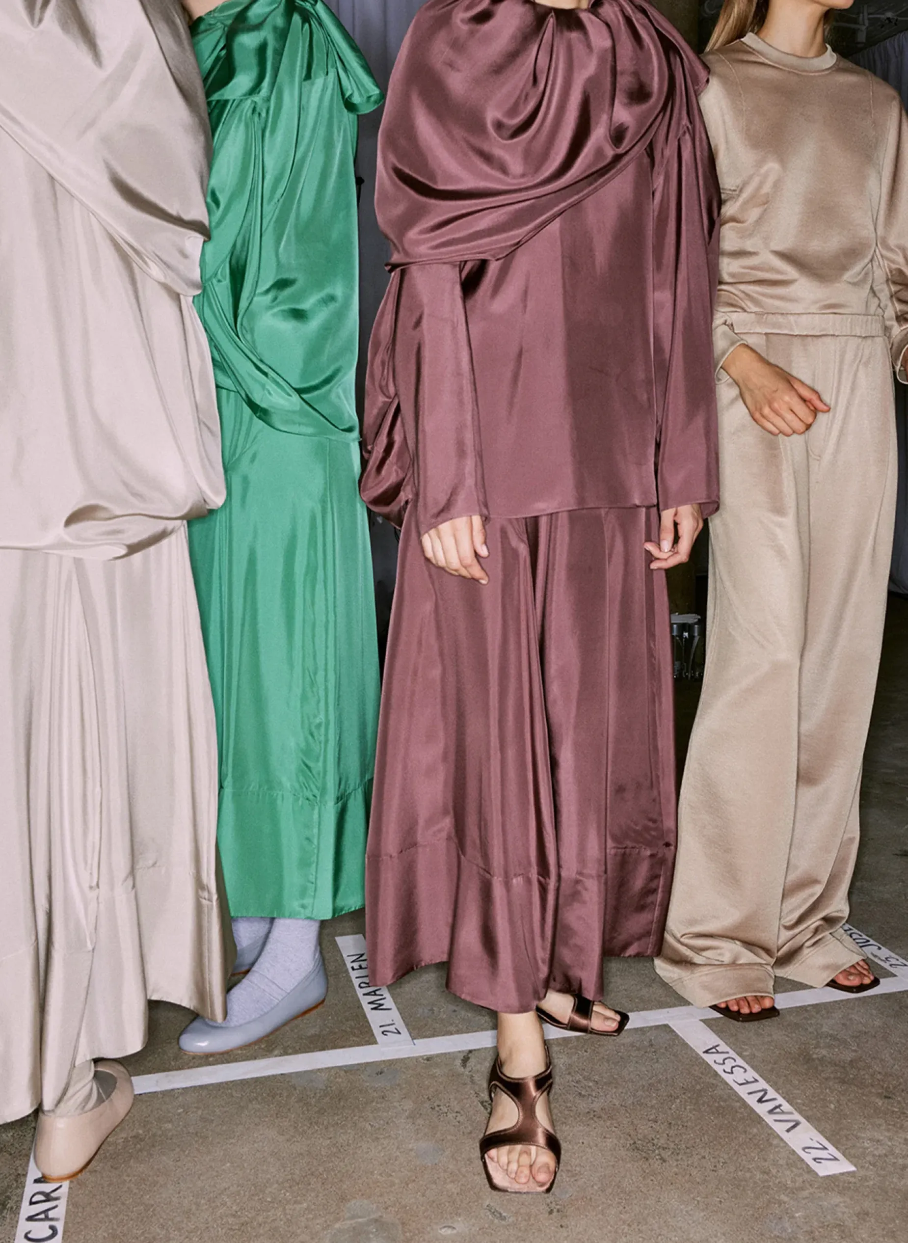 Skirts>Tibi Silk Habutai Circular Seamed Skirt Cinnamon