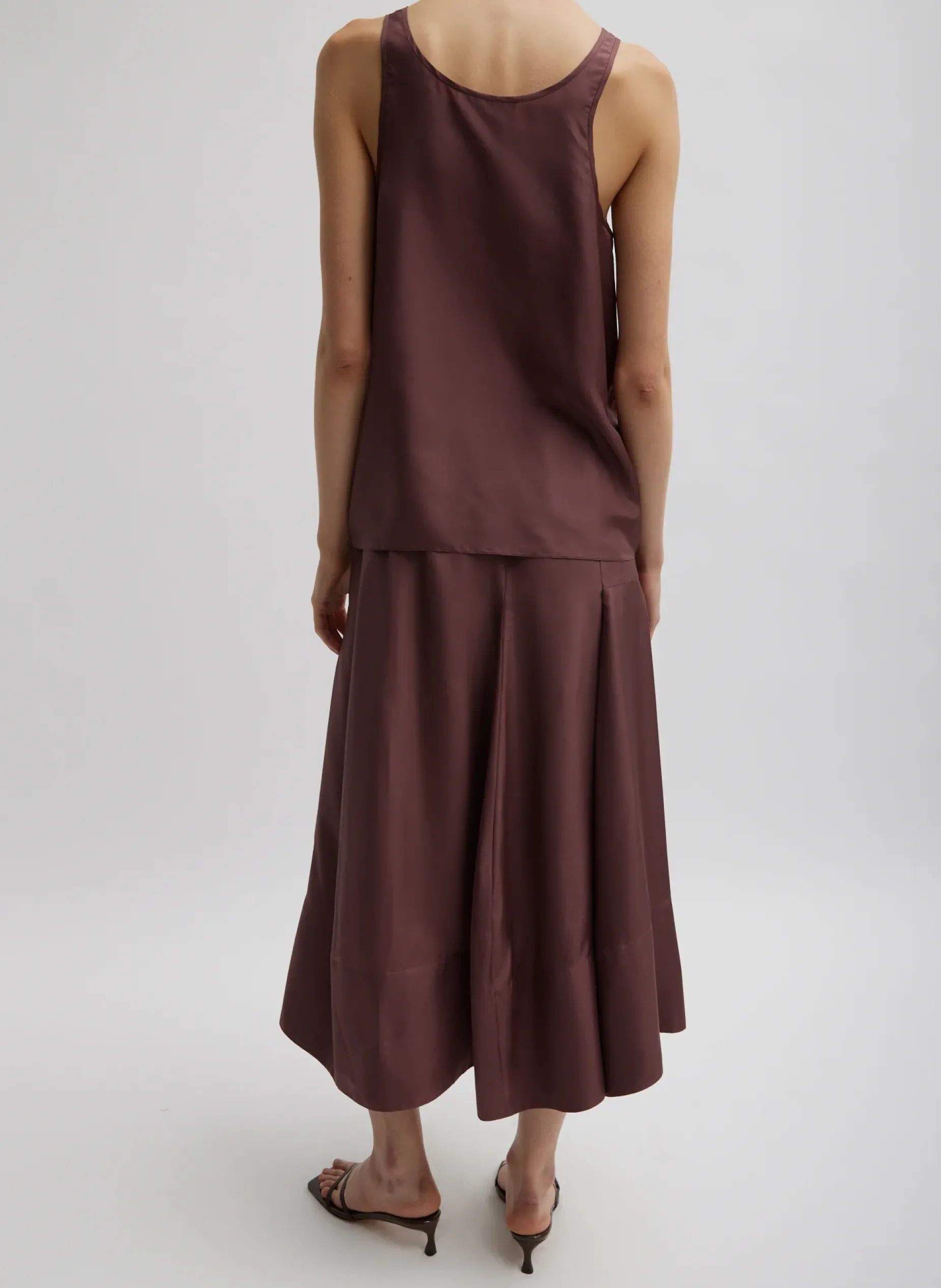 Skirts>Tibi Silk Habutai Circular Seamed Skirt Cinnamon