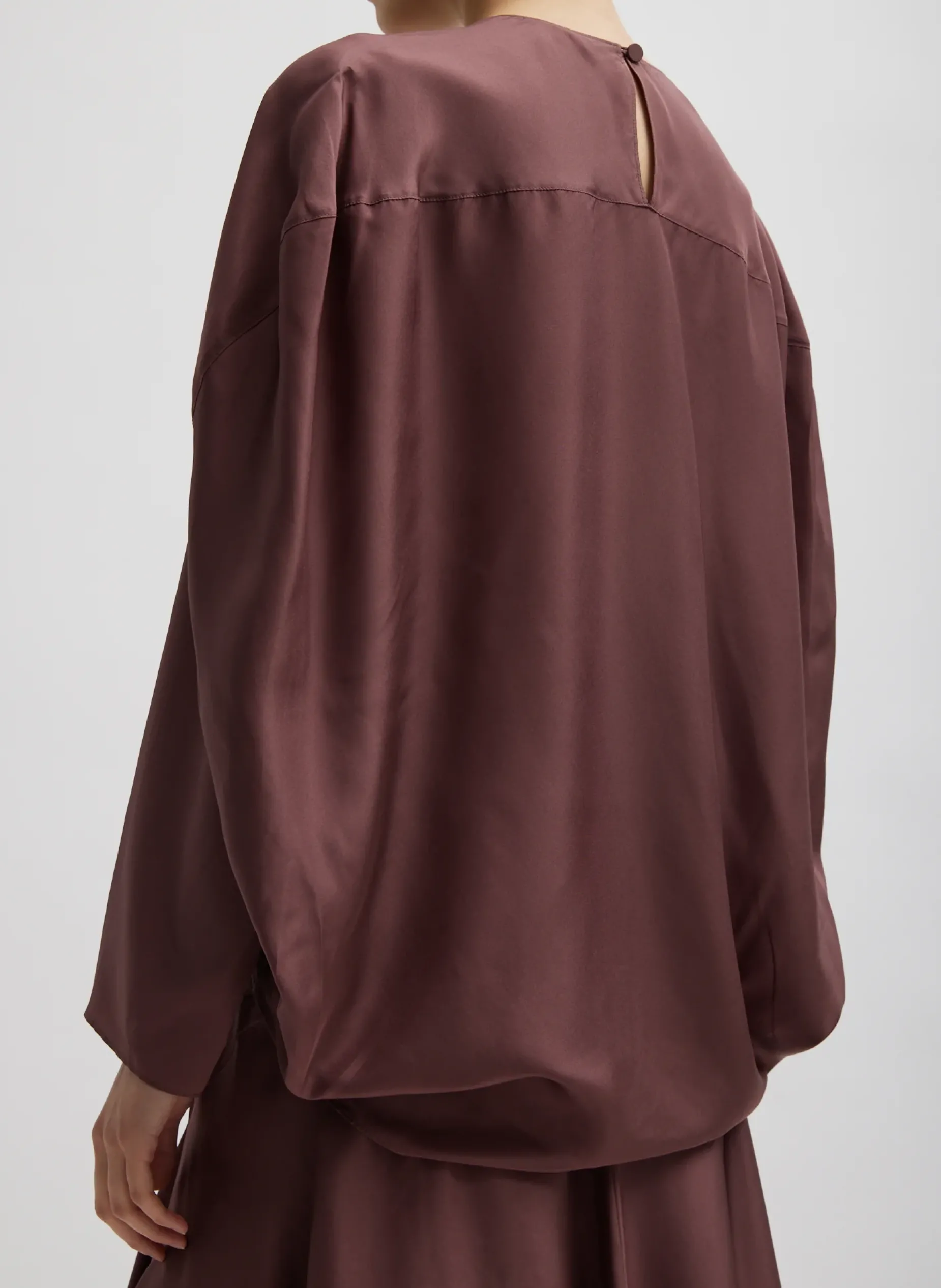 Tops>Tibi Silk Habutai Circular Top Cinnamon