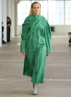 Tops>Tibi Silk Habutai Circular Top Green Tea