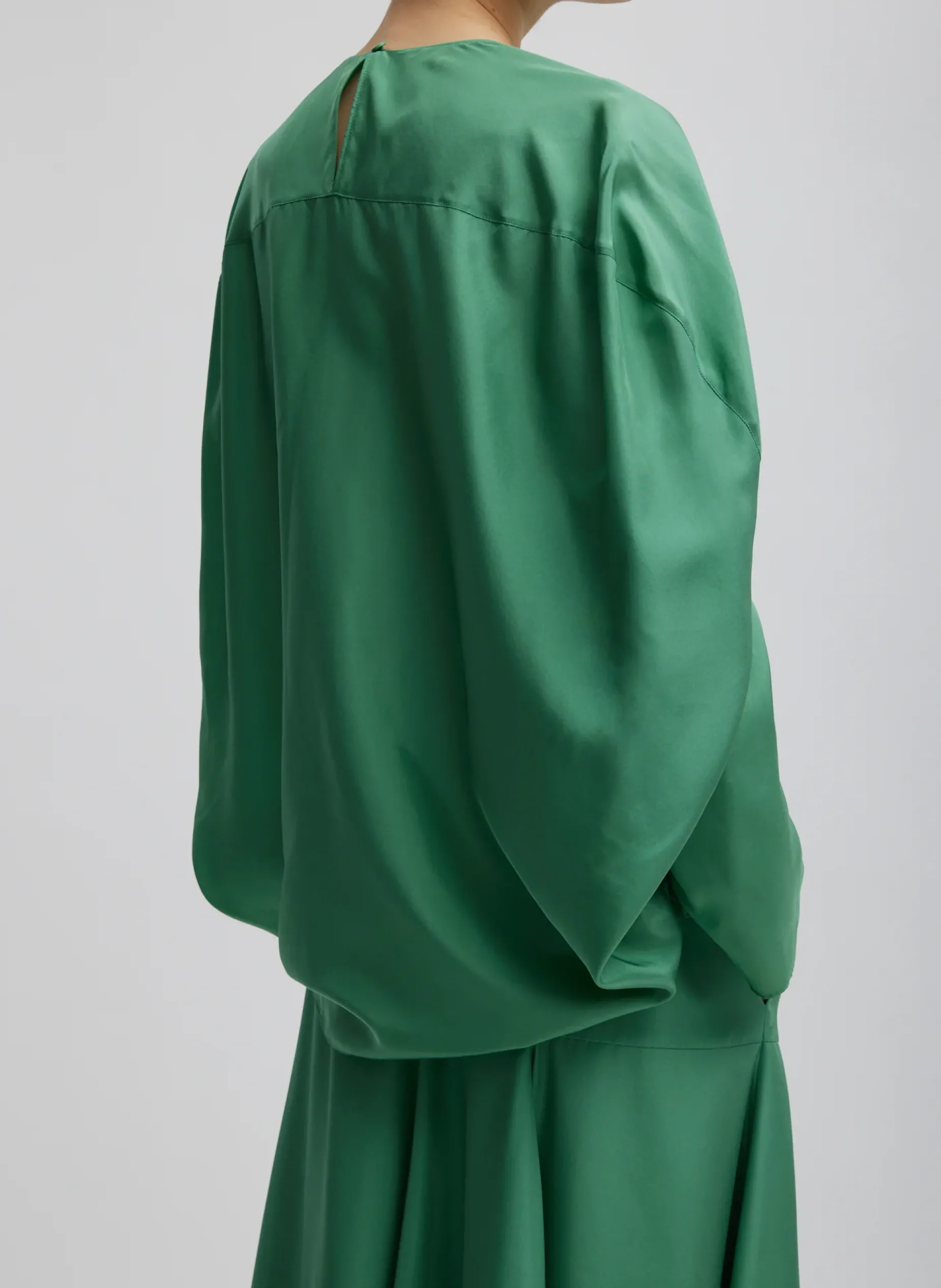 Tops>Tibi Silk Habutai Circular Top Green Tea