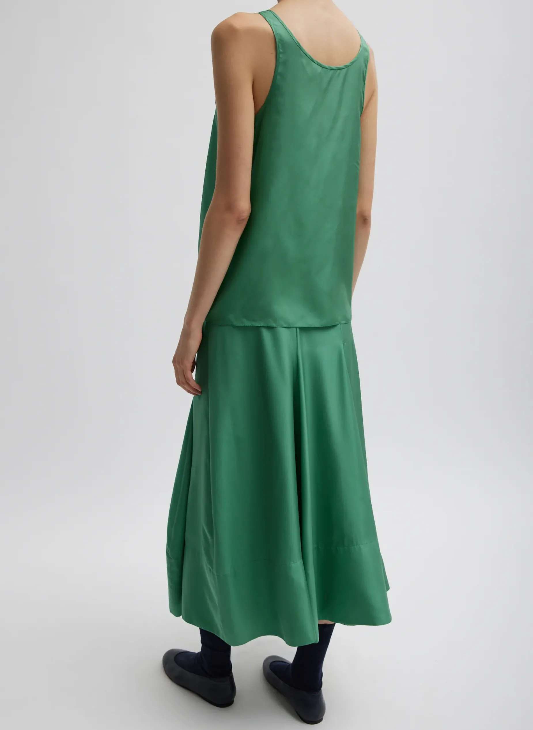 Tops>Tibi Silk Habutai Tank Top Green Tea