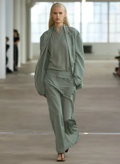 Suits|Skirts>Tibi Silk Nylon Maxi Skirt Pumice Grey