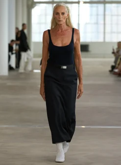 Suits|Skirts>Tibi Silk Nylon Maxi Skirt Navy