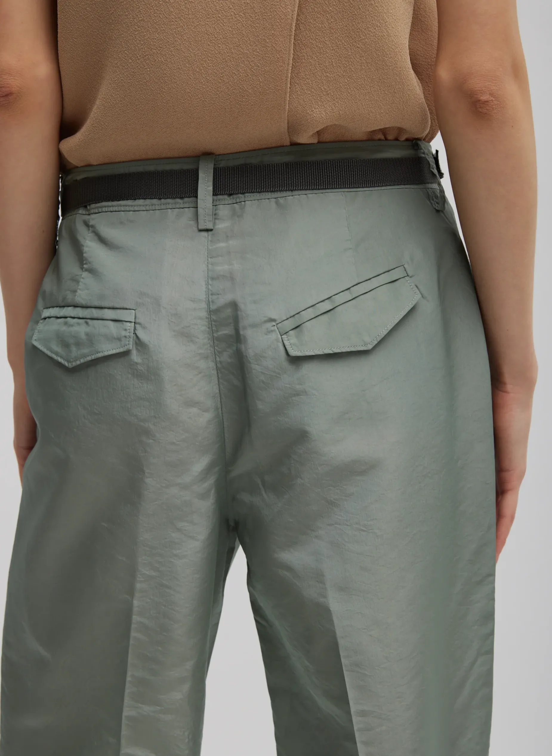 Suits|Pants & Shorts>Tibi Silk Nylon Straight Leg Trouser Pumice Grey
