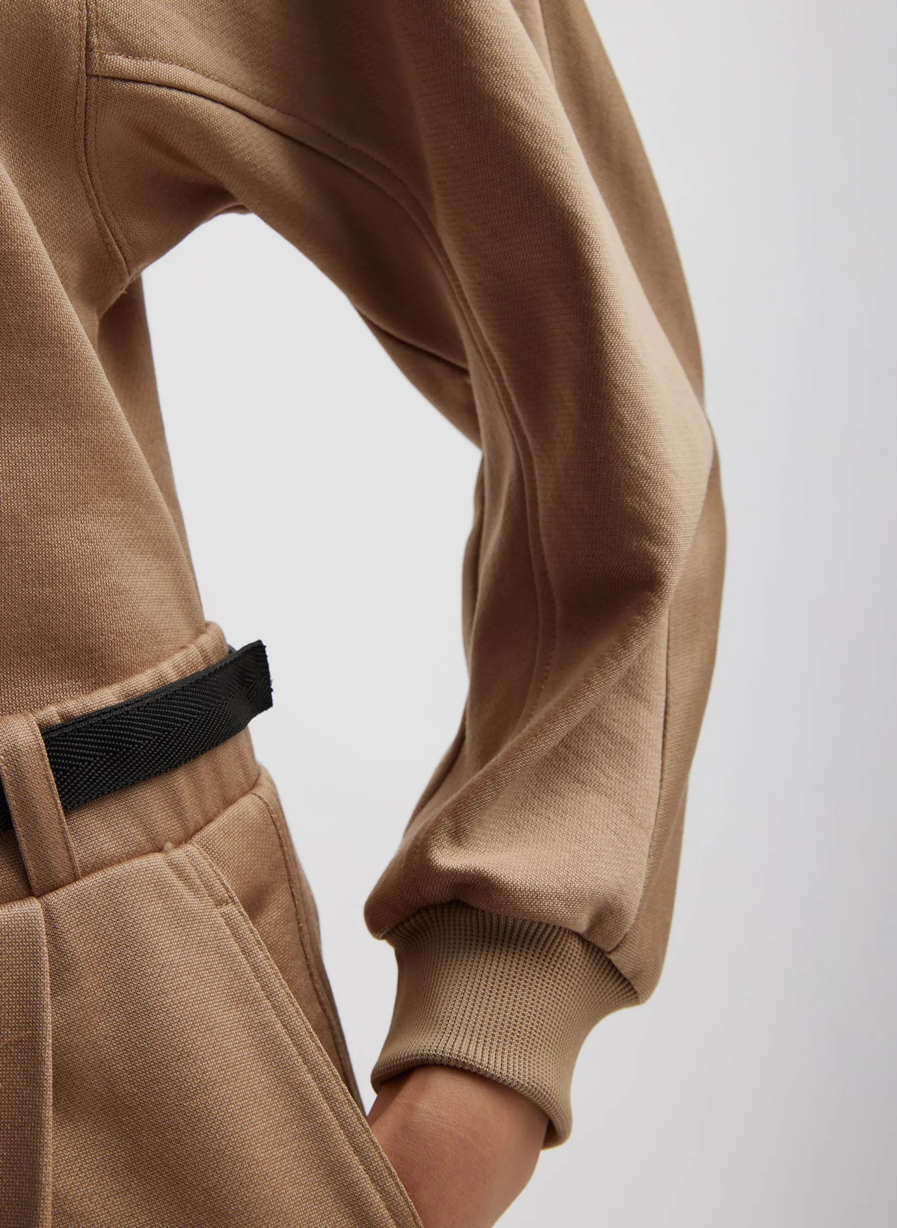 Leisure Sets|Knitwear & Sweatshirts>Tibi Silk Terry Sculpted Sleeve Slim Sweatshirt Granola