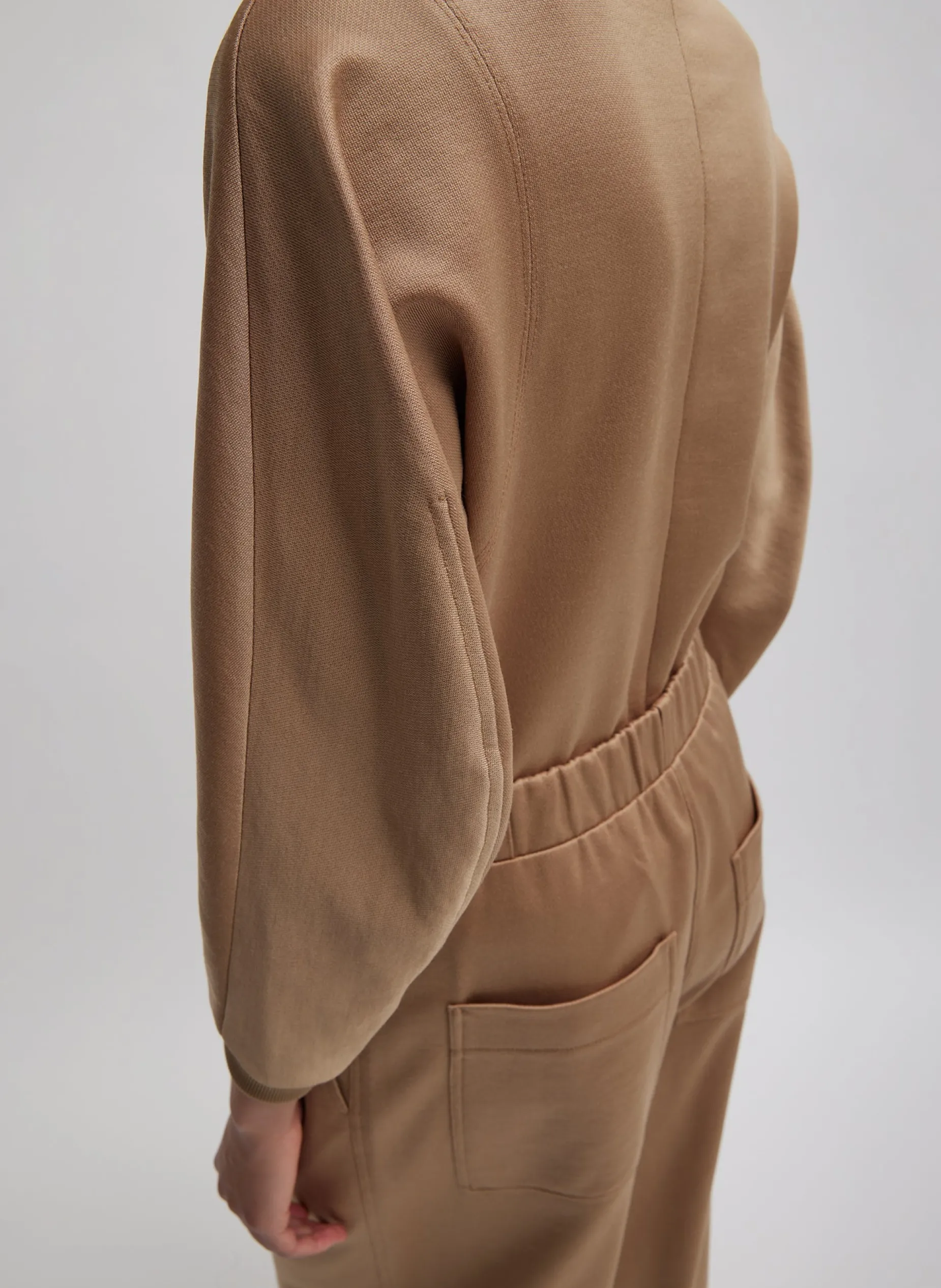 Leisure Sets|Knitwear & Sweatshirts>Tibi Silk Terry Sculpted Sleeve Slim Sweatshirt Granola