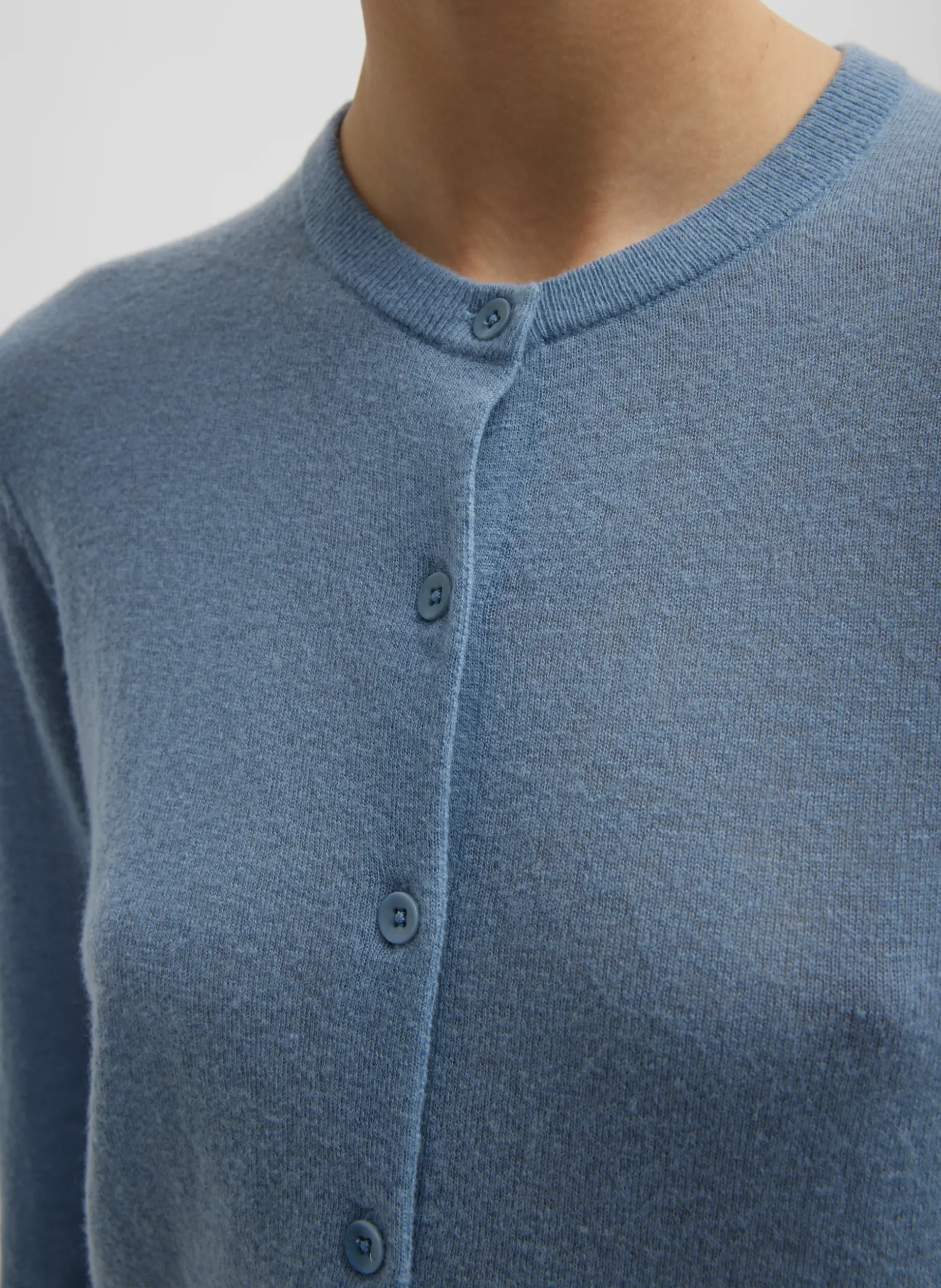 Knitwear & Sweatshirts>Tibi Skinlike Mercerized Wool Shrunken Cardigan Blue Mist