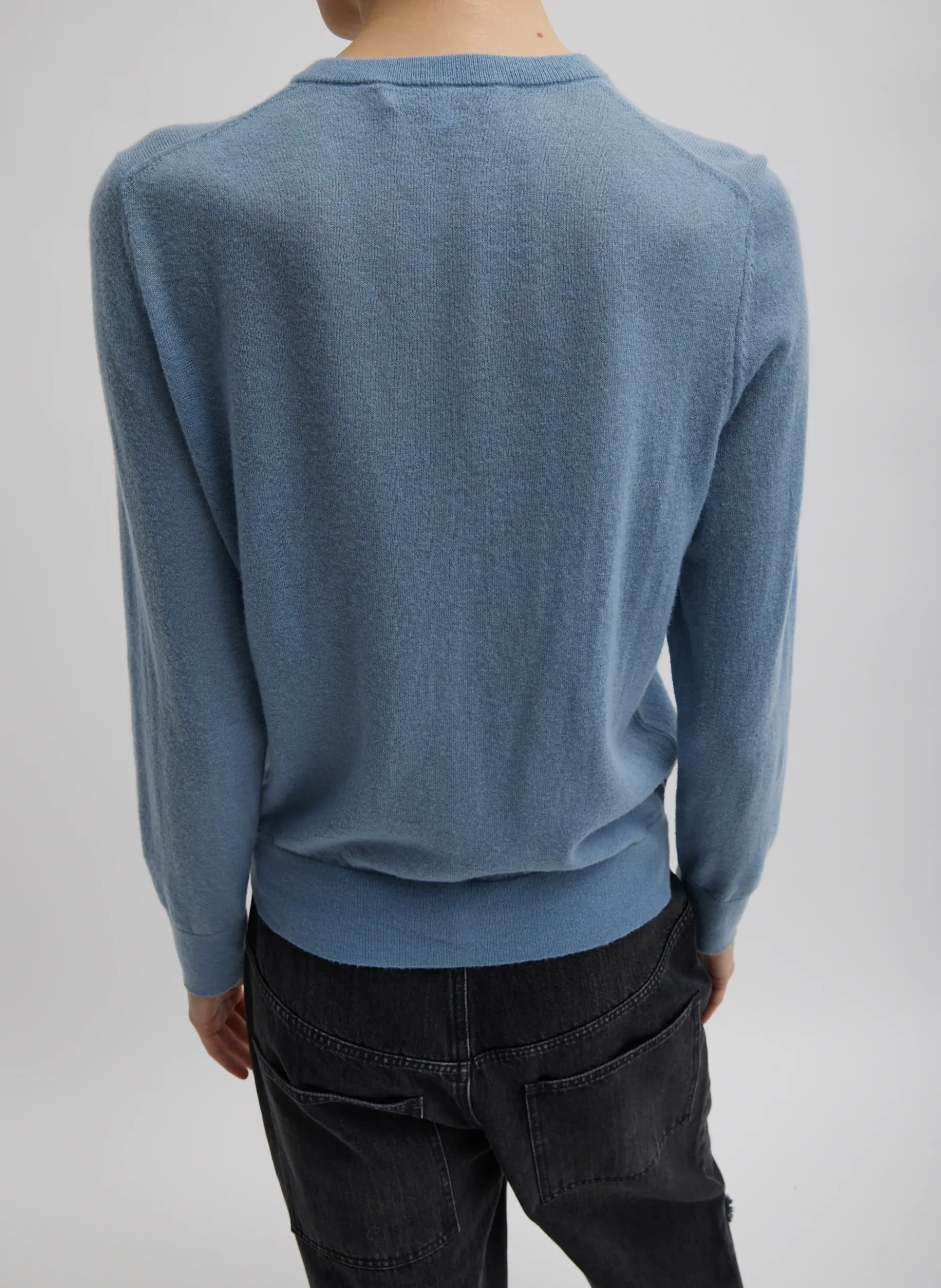 Knitwear & Sweatshirts>Tibi Skinlike Mercerized Wool Shrunken Cardigan Blue Mist