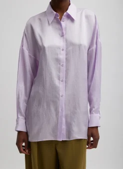 Tops>Tibi Spring Acetate Shirt With Cocoon Back Pale Lavender