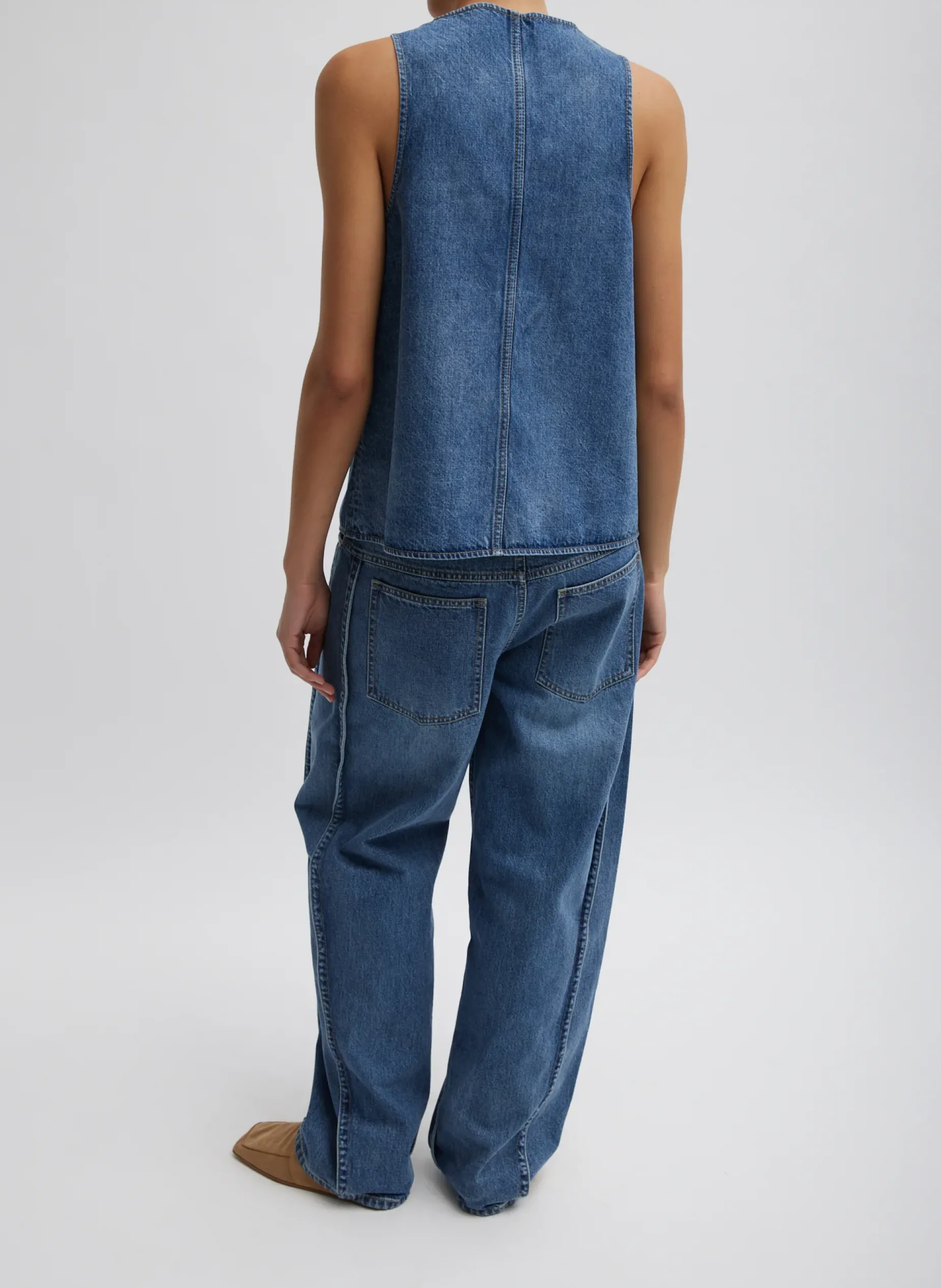 Denim|Pants & Shorts>Tibi Spring Denim Tuck Jean Classic Blue