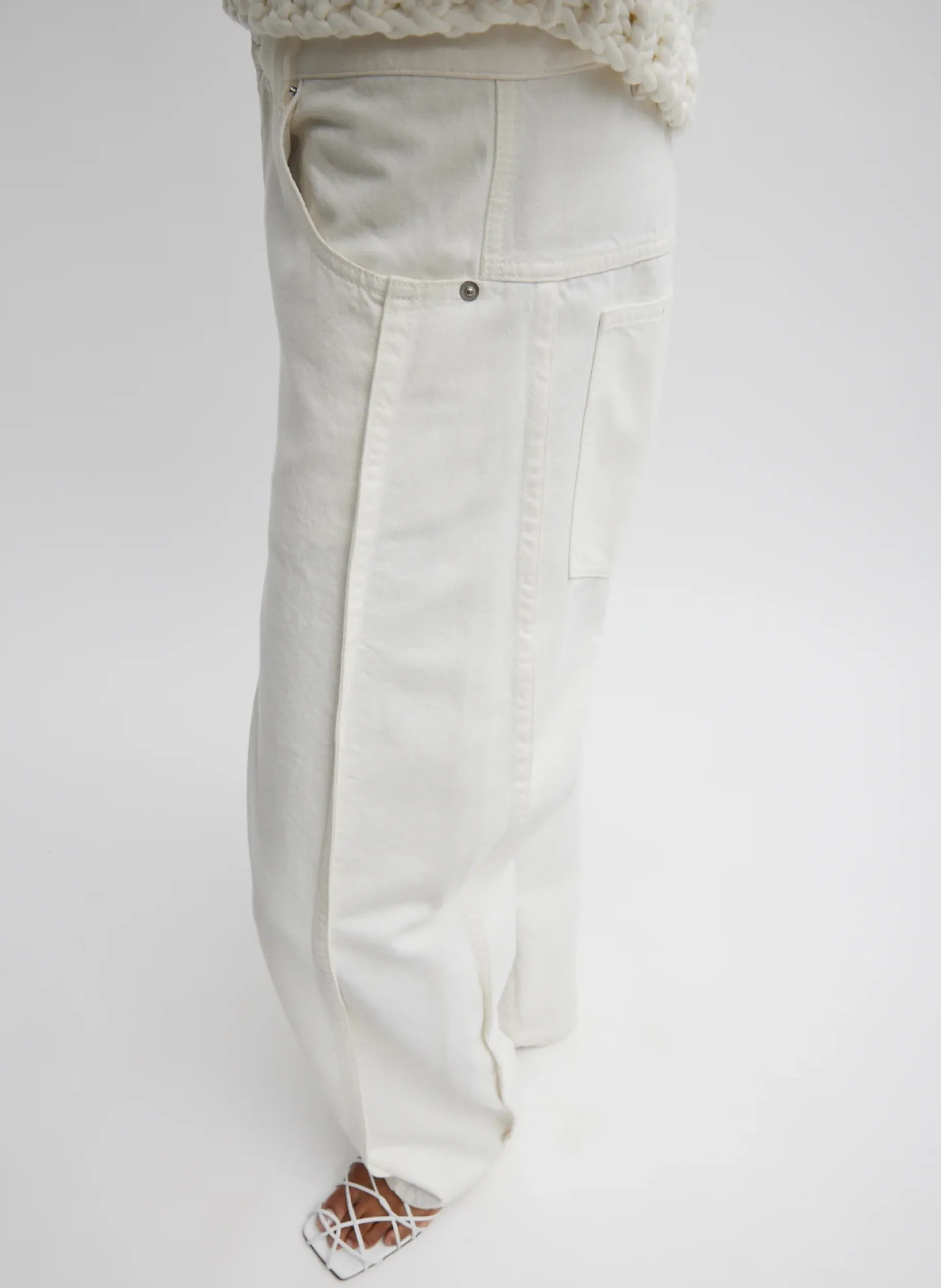 Denim|Pants & Shorts>Tibi Spring Denim Tuck Jean White