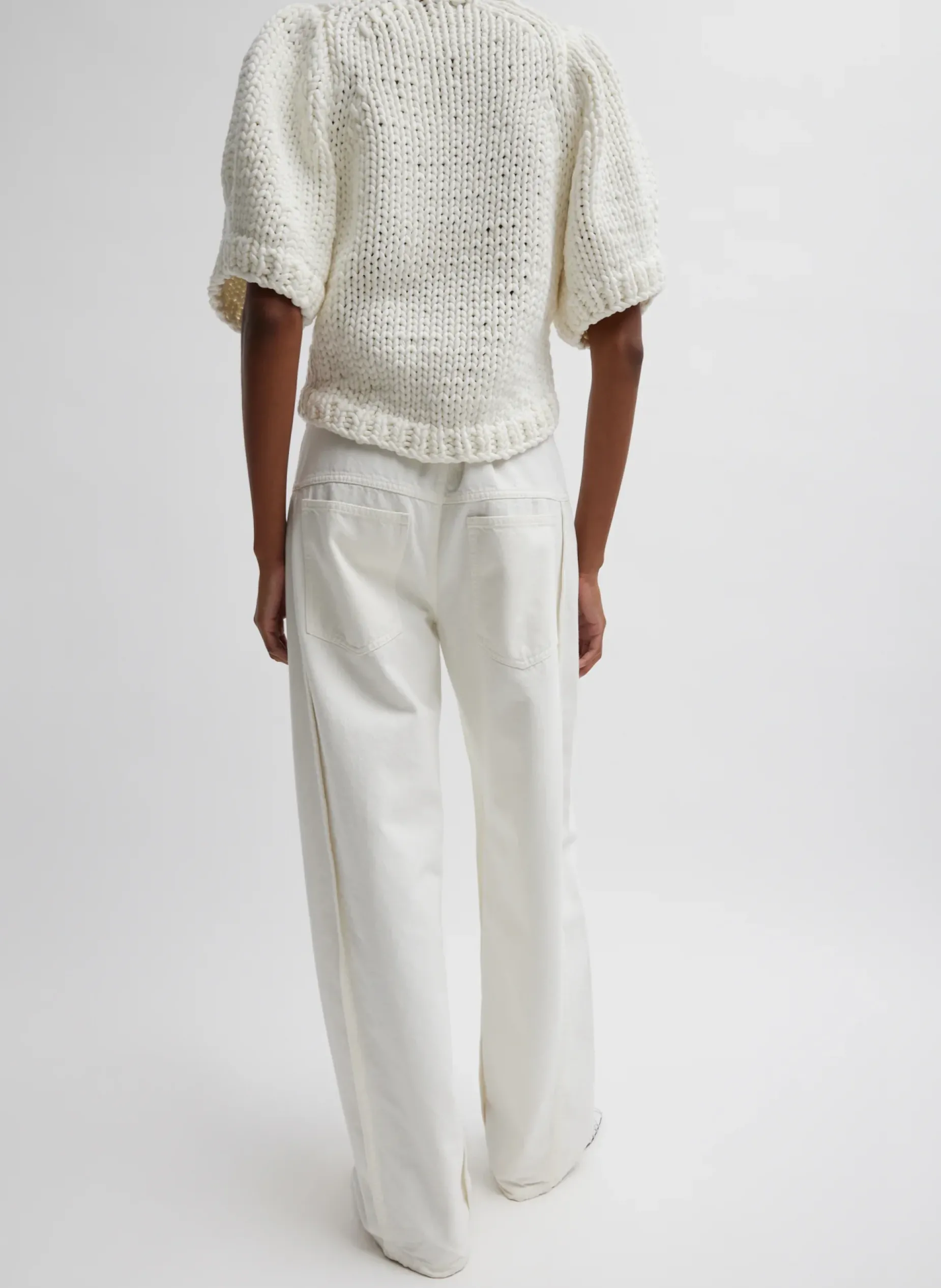 Denim|Pants & Shorts>Tibi Spring Denim Tuck Jean White