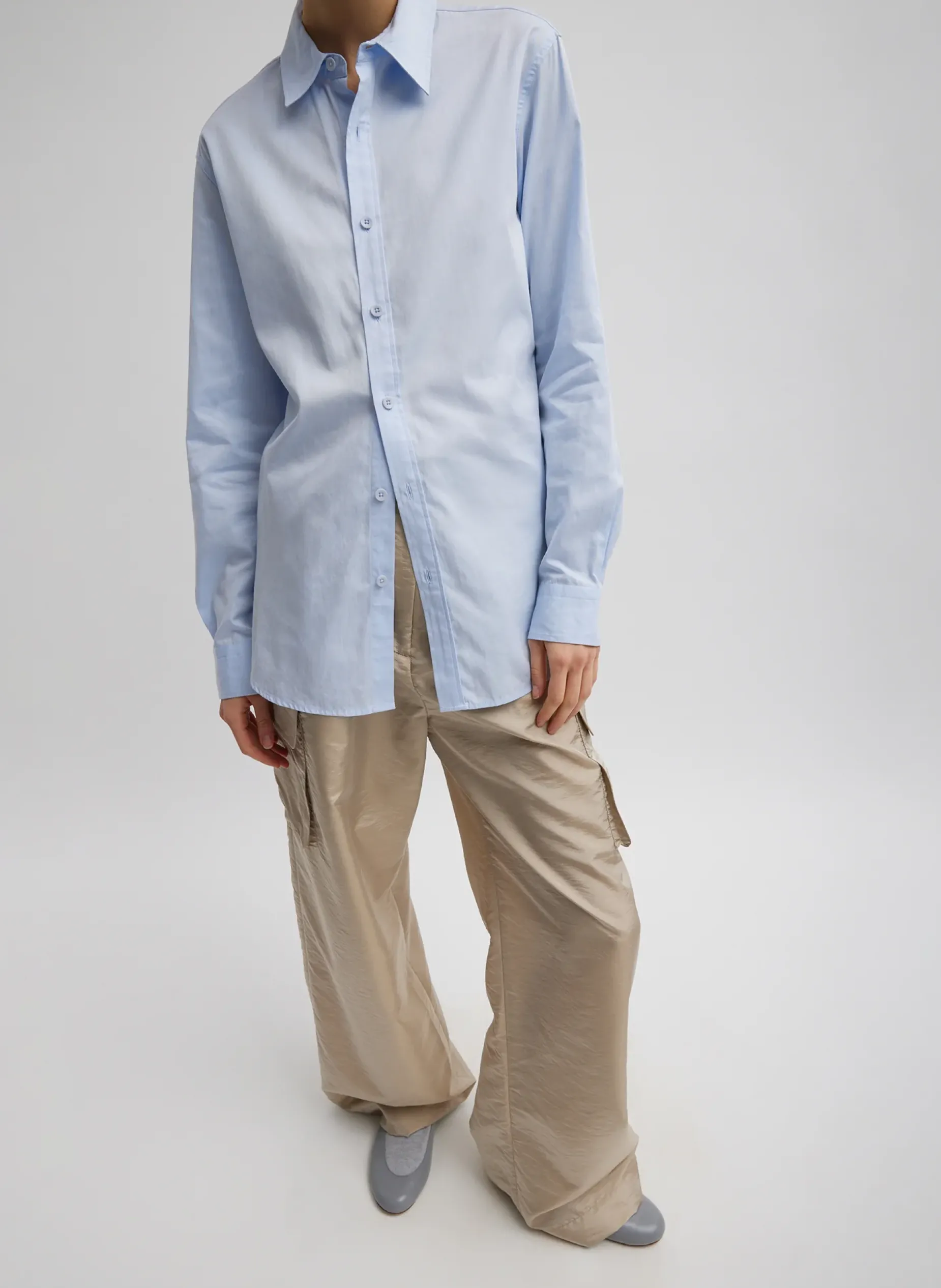 Pants & Shorts|Fundamentals - WOFs>Tibi Stella Crispy Nylon Pleated Cargo Pant Desert Sand